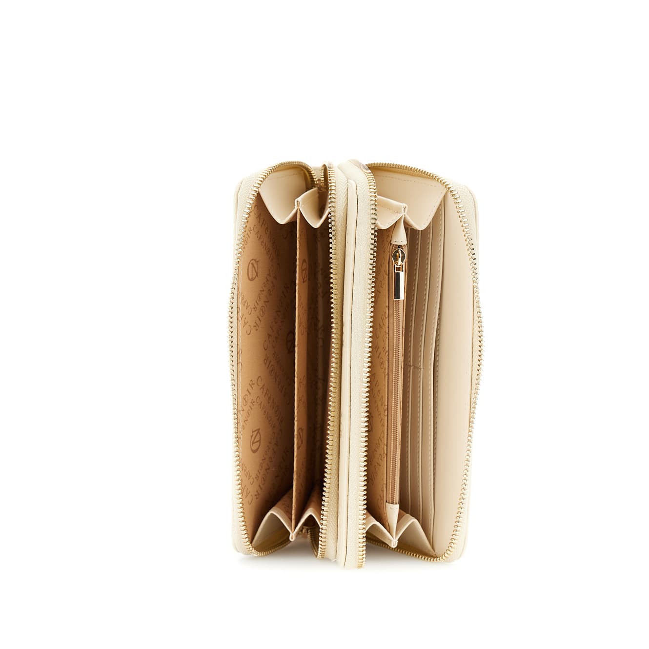 Portafoglio effetto pelle con doppia zip taupe — vista 2