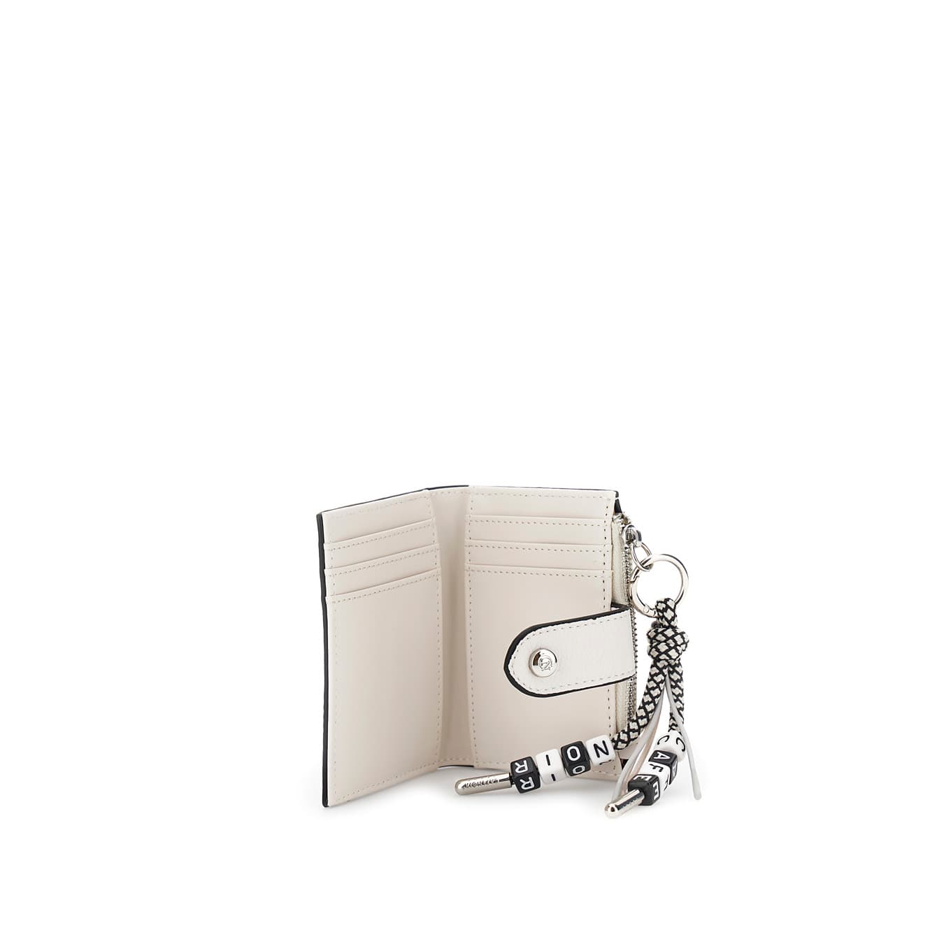 Portafoglio con zip effetto pelle ,con tiralampo charm avorio — vista 2