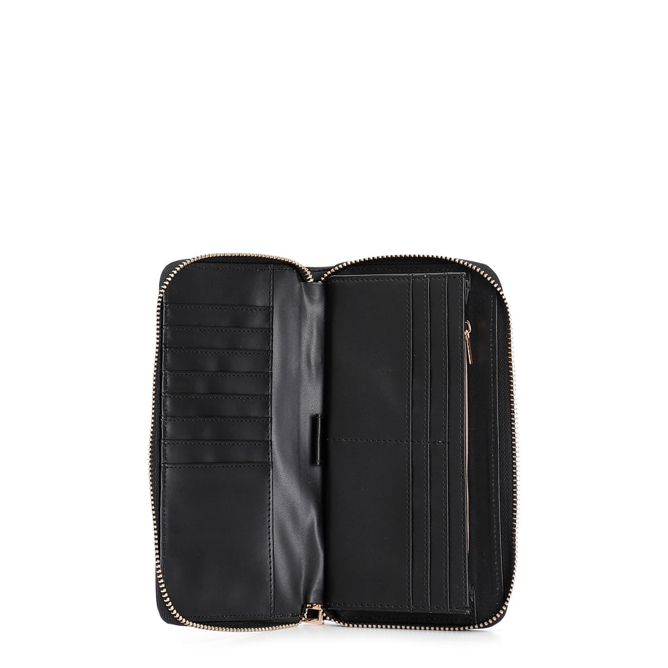 Portafoglio zip round con lavorazione patchwork con applicazone di microrivetti nero — vista 2