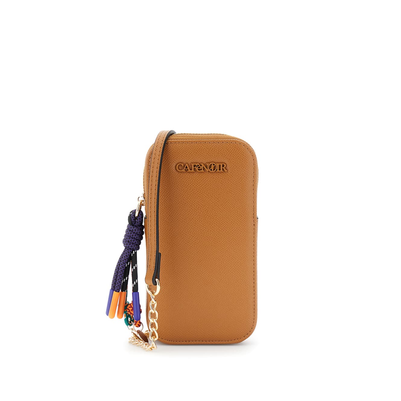 CafèNoir — Portacellulare effetto saffiano con logo e charms multicolor cuoio