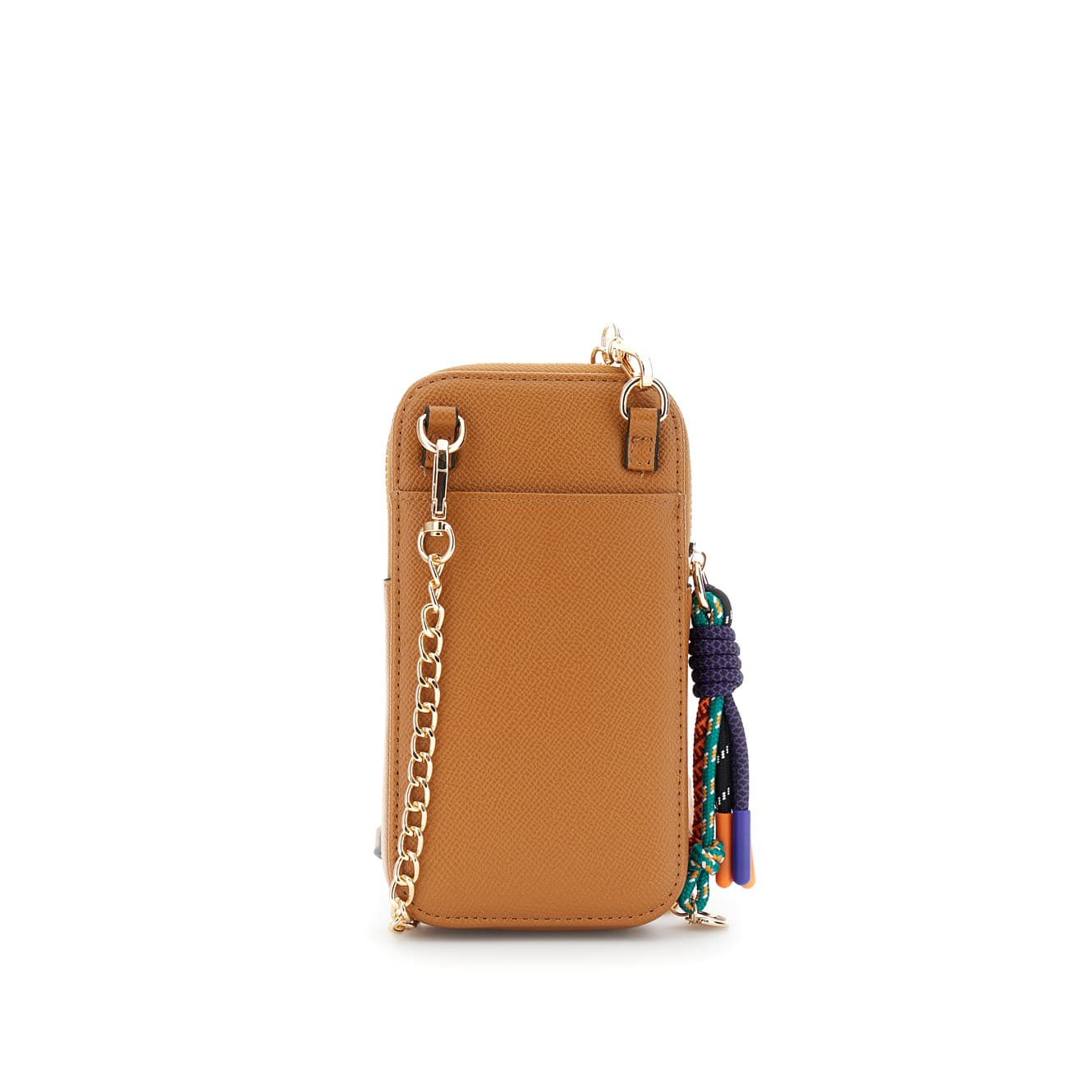 Portacellulare effetto saffiano con logo e charms multicolor cuoio — vista 2