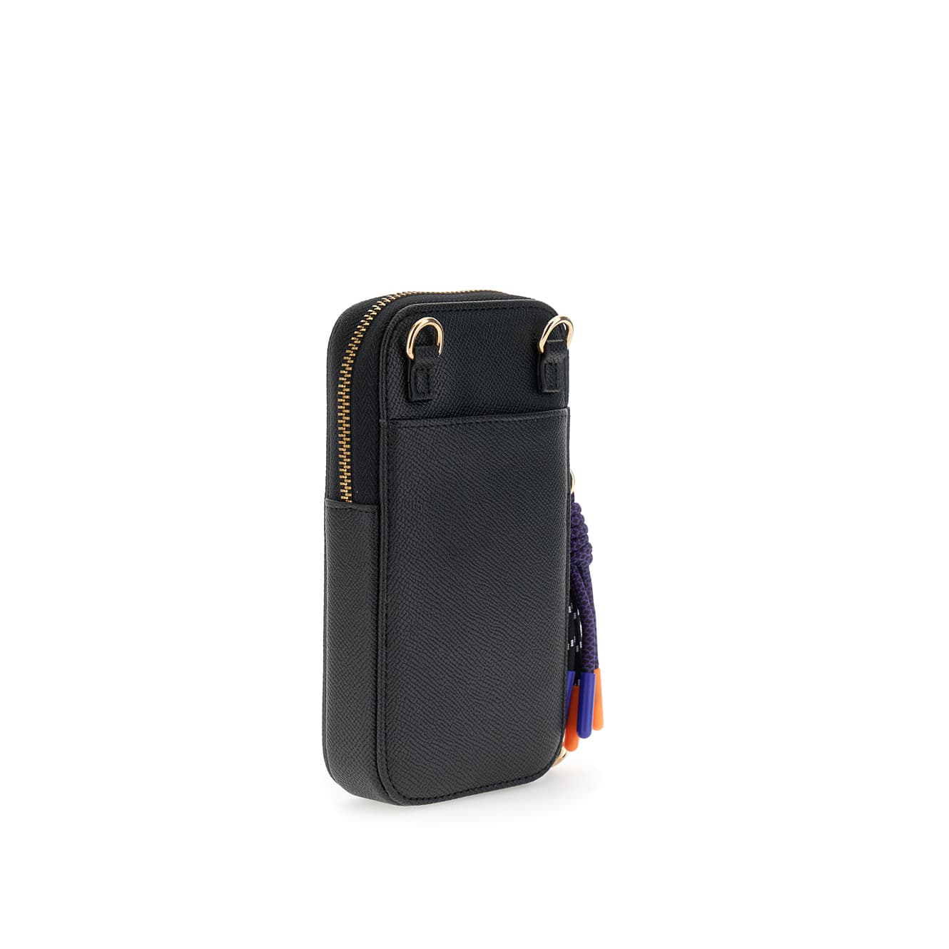 Portacellulare effetto saffiano con logo e charms multicolor nero — vista 2