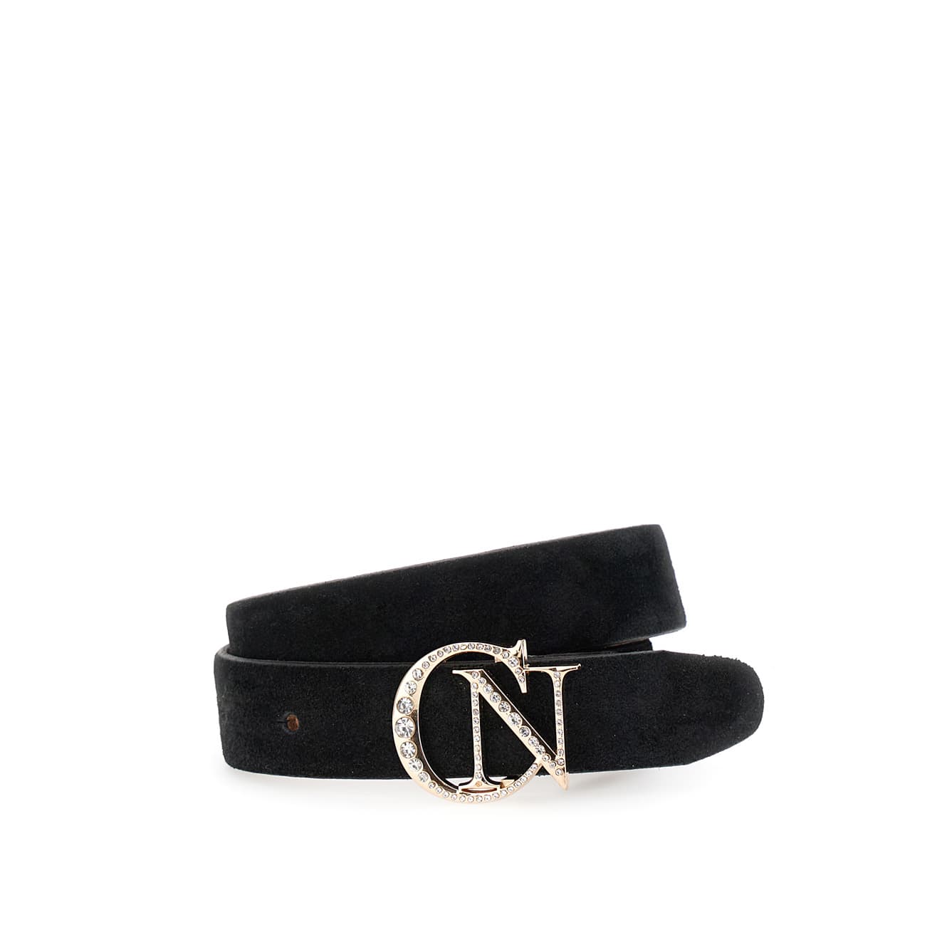 CafèNoir — Cintura in crosta, fibbia con strass nero