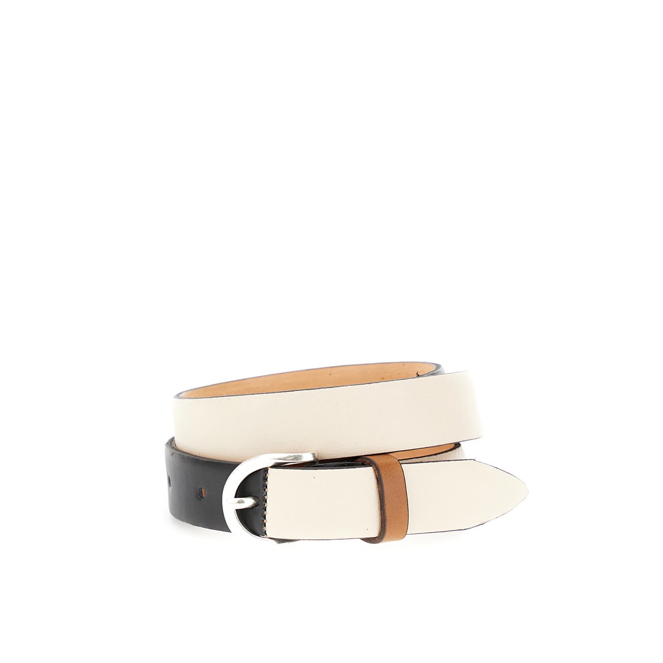 CafèNoir — Cintura patchwork in pelle a 3 colori multicolor