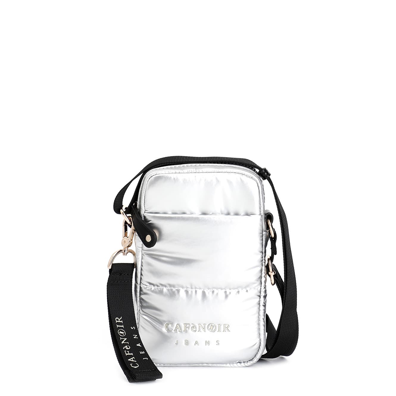 CafèNoir — Portacellulare in nylon effetto piumino con logo in tpu e charm argento