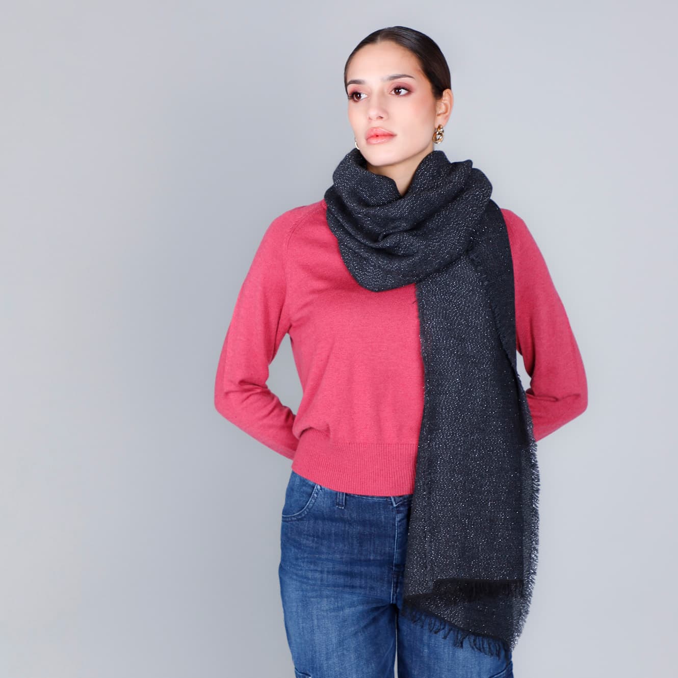 Sciarpa con lurex antracite — vista 2