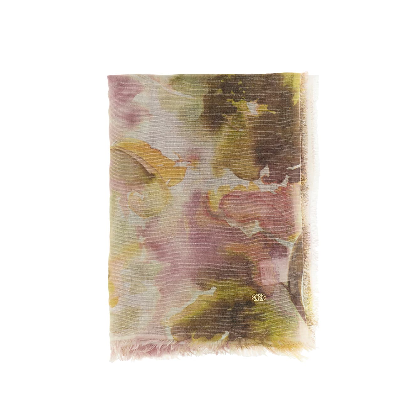 CafèNoir — Sciarpa con lurex stampata fiore sfumato rosa