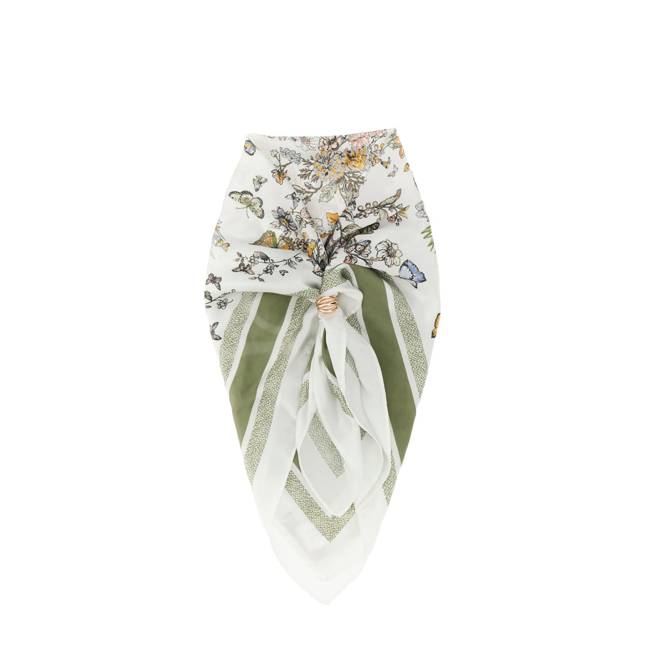CafèNoir — Foulard bandana stampata farfalle multiverde