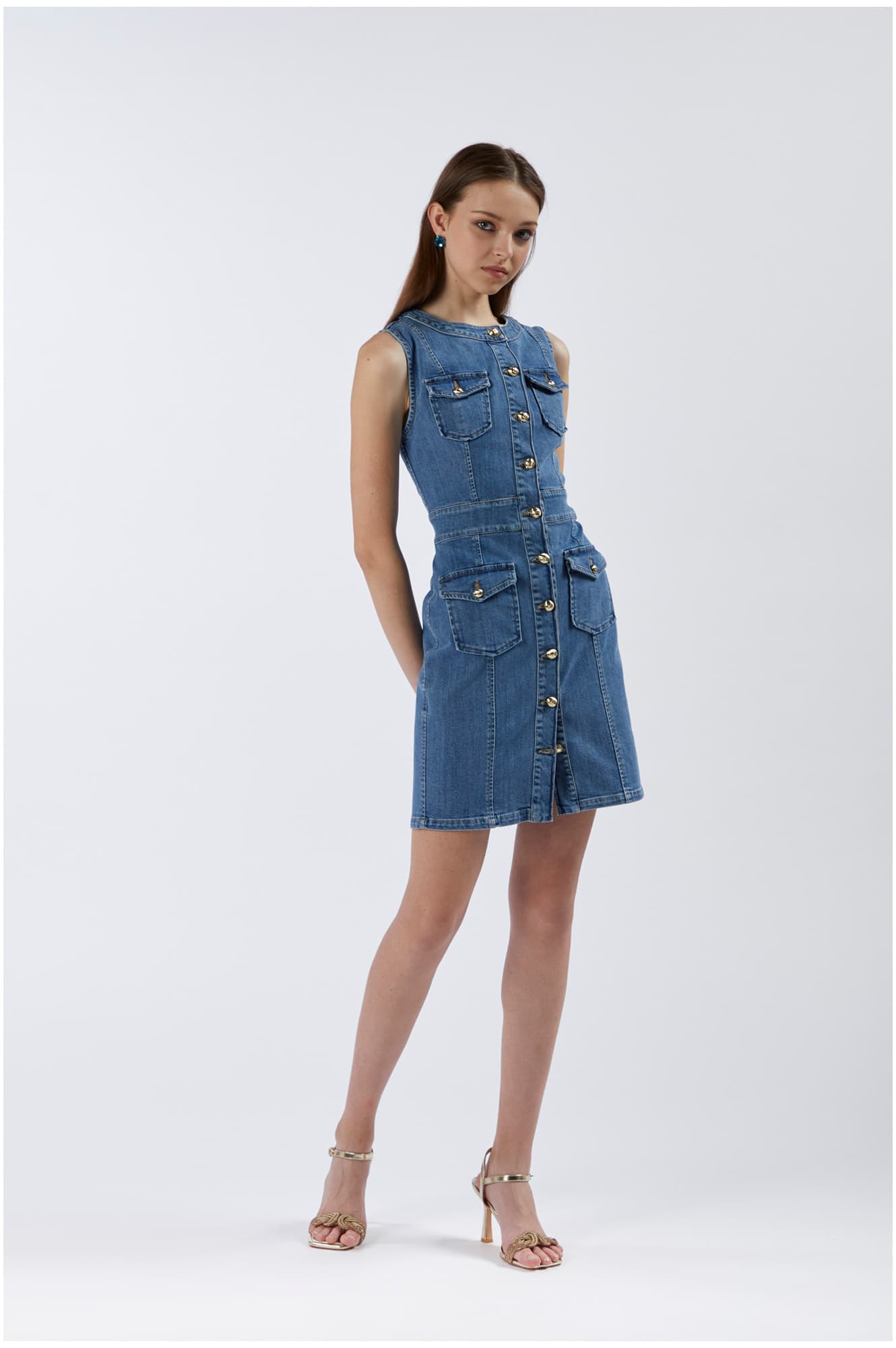 CafèNoir — Abito tipo tubino in denim sky