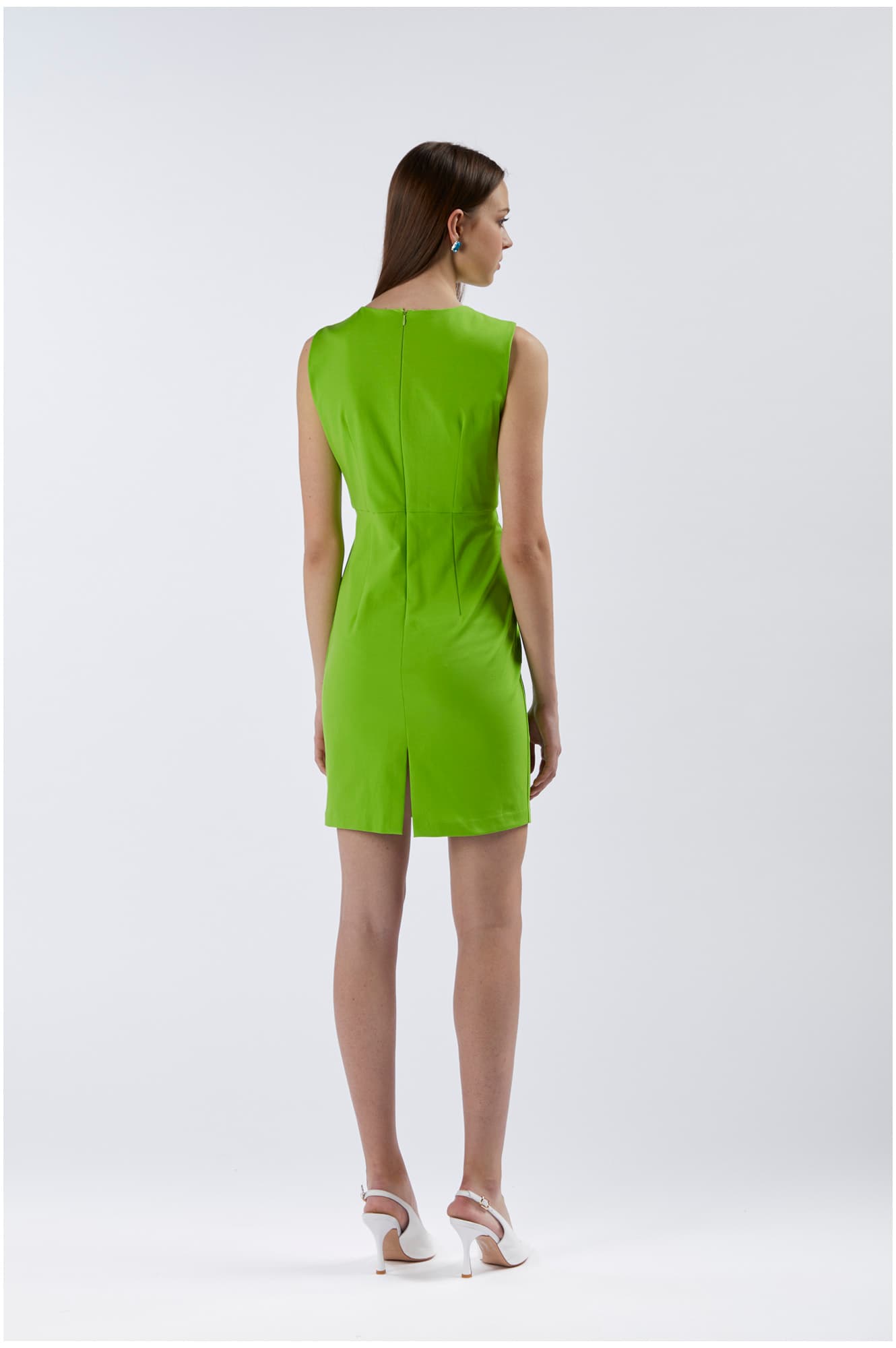 Abito tubino smanicato in tessuto elasticizzato menta — vista 2
