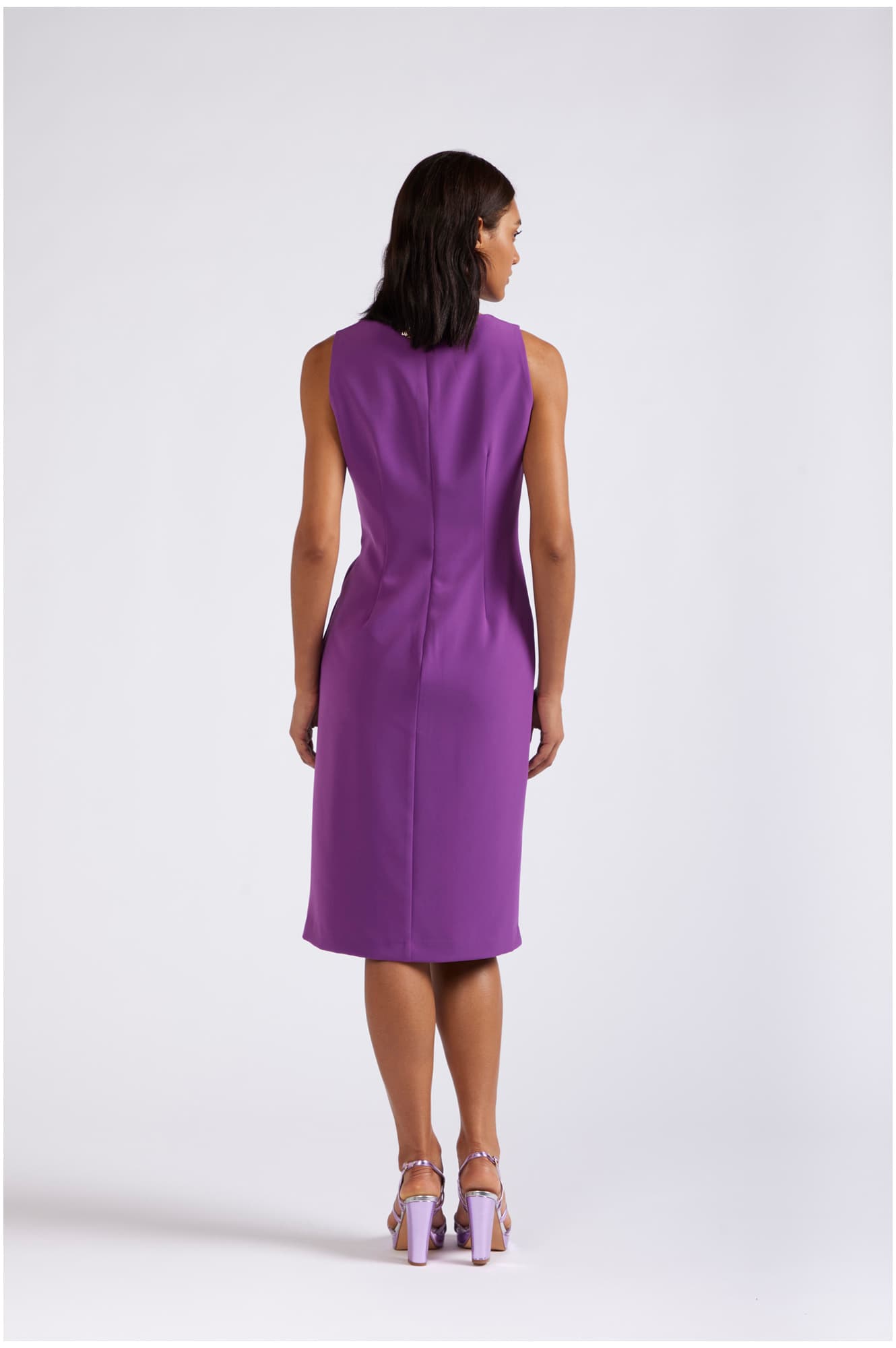 Abito smanicato con scollo quadrato viola — vista 2