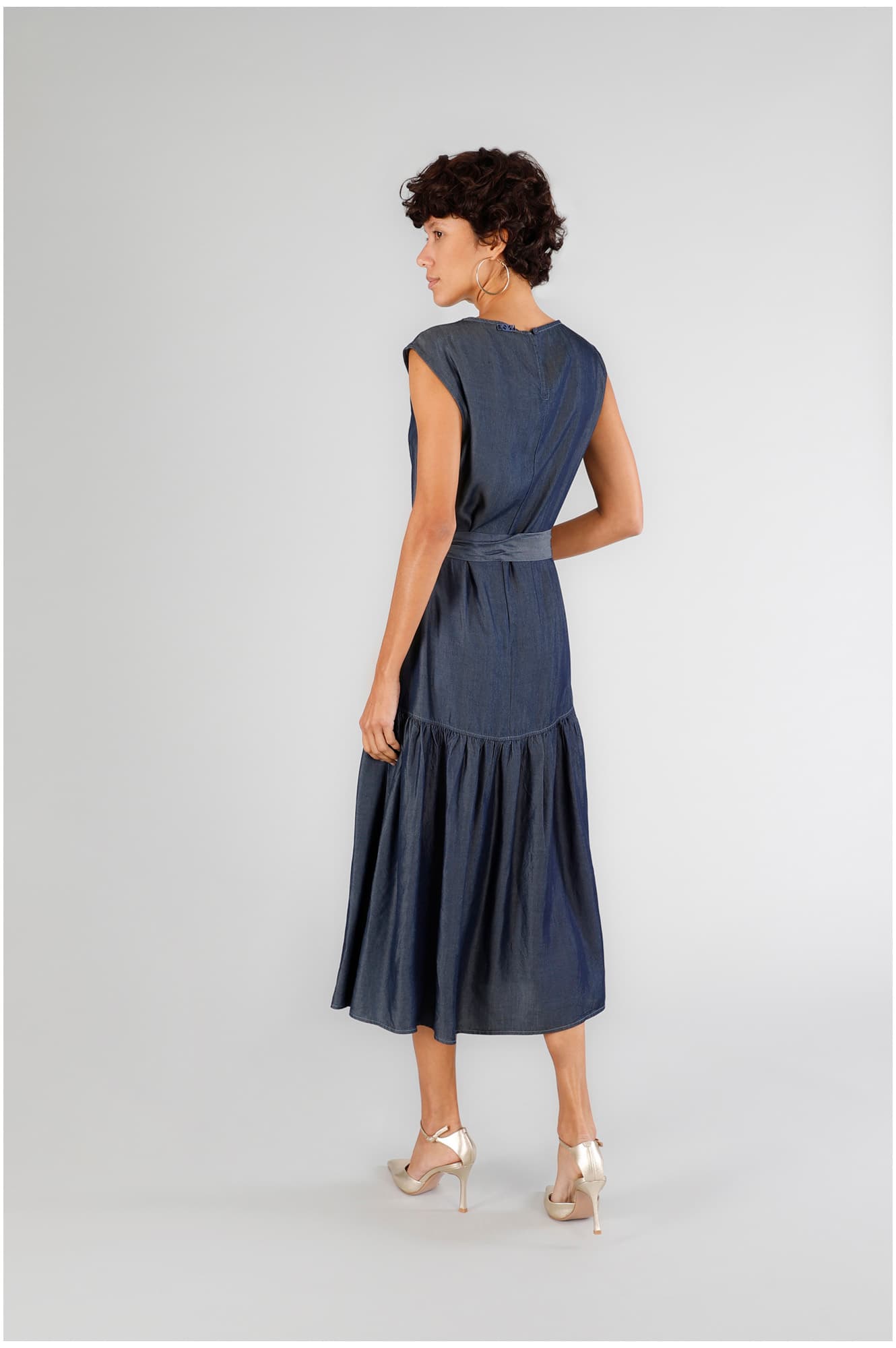Abito in tencel denim indaco — vista 2