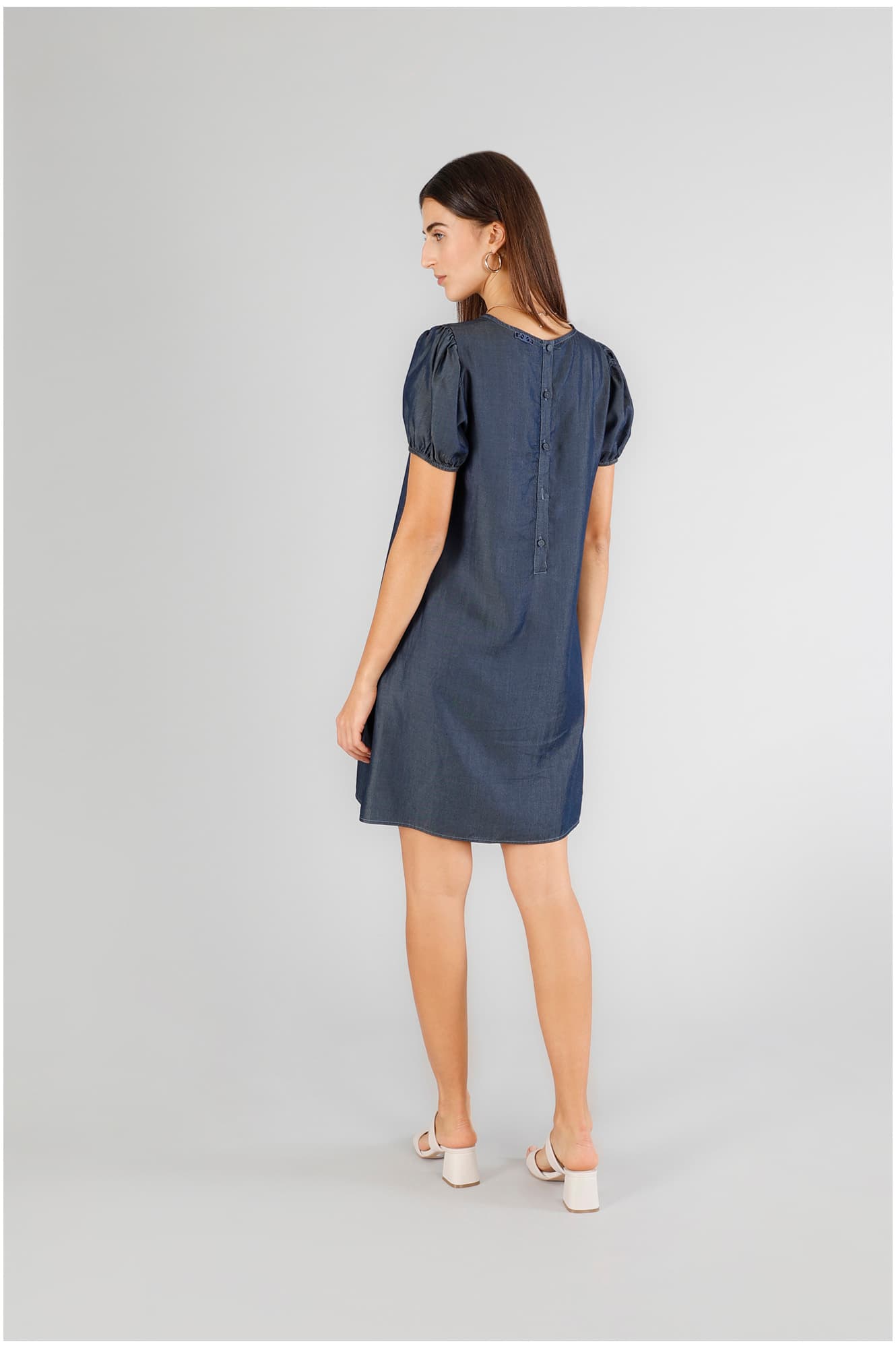 Abito tipo tunica in tencel denim indaco — vista 2