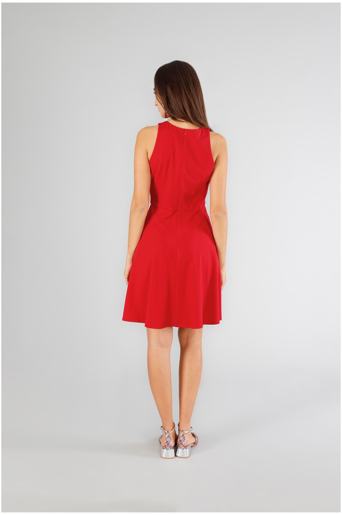 Abito dalla linea svasata tessuto elasticizzato rosso — vista 2