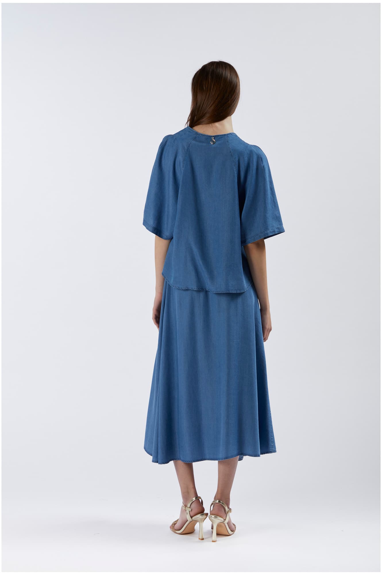 Blusa in tenceln jeans blu medio — vista 2
