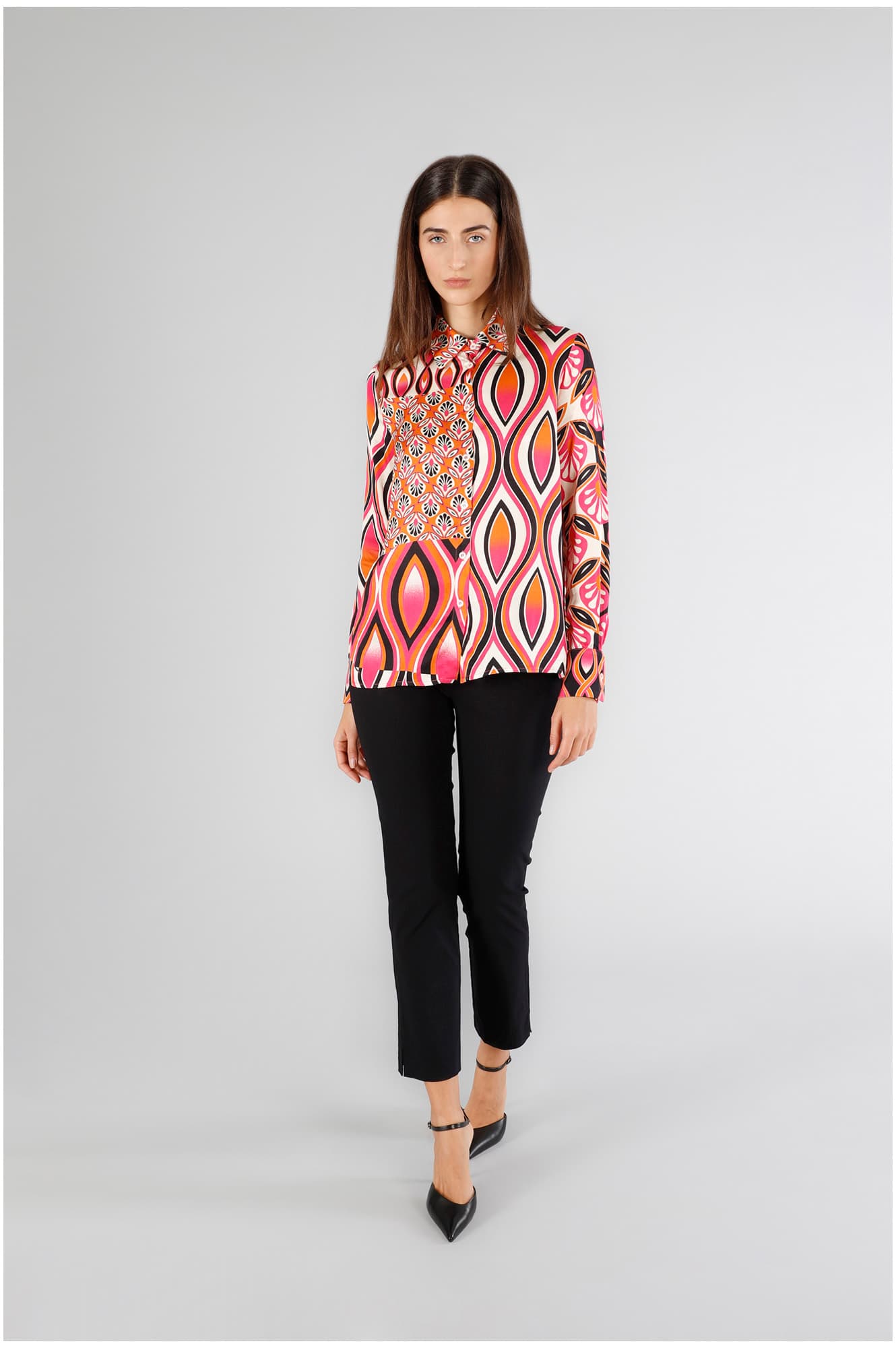 CafèNoir — Camicia in satin stampato foulard multicolors
