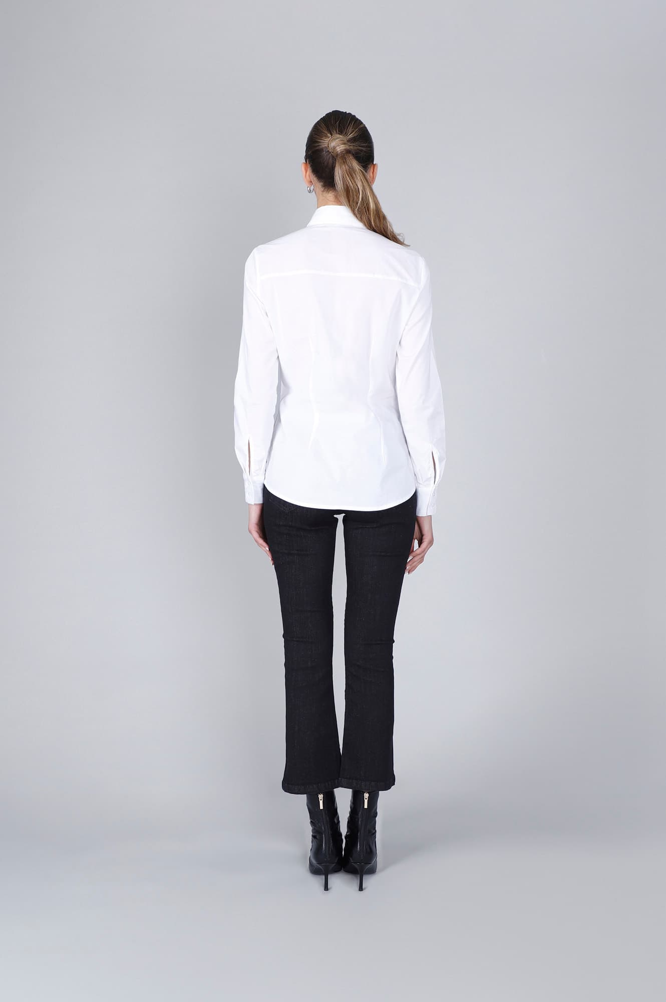 Camicia in popeline con passamaneria strass davanti bianco — vista 2
