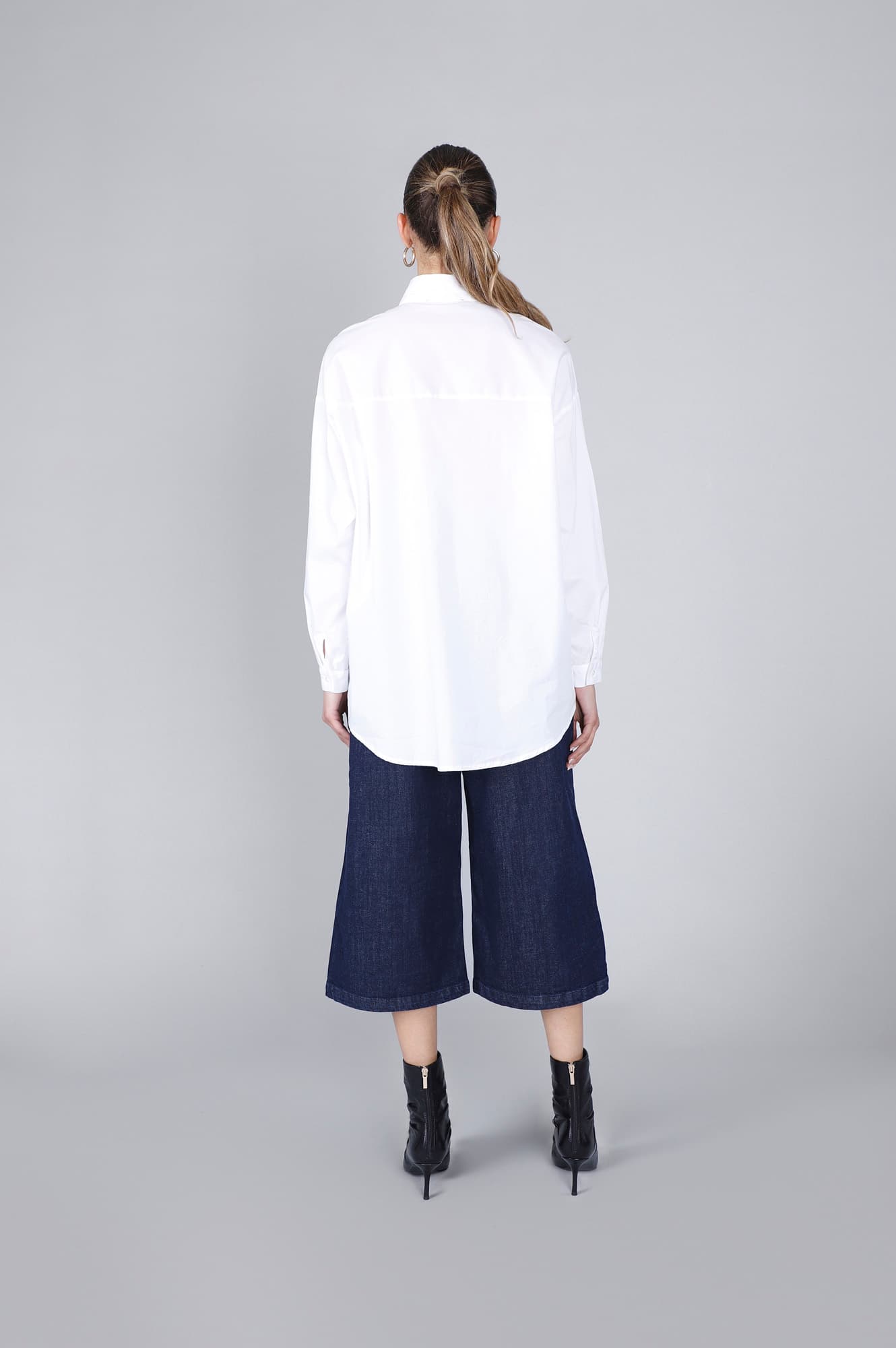 Camicia in popeline con microborchie bianco — vista 4