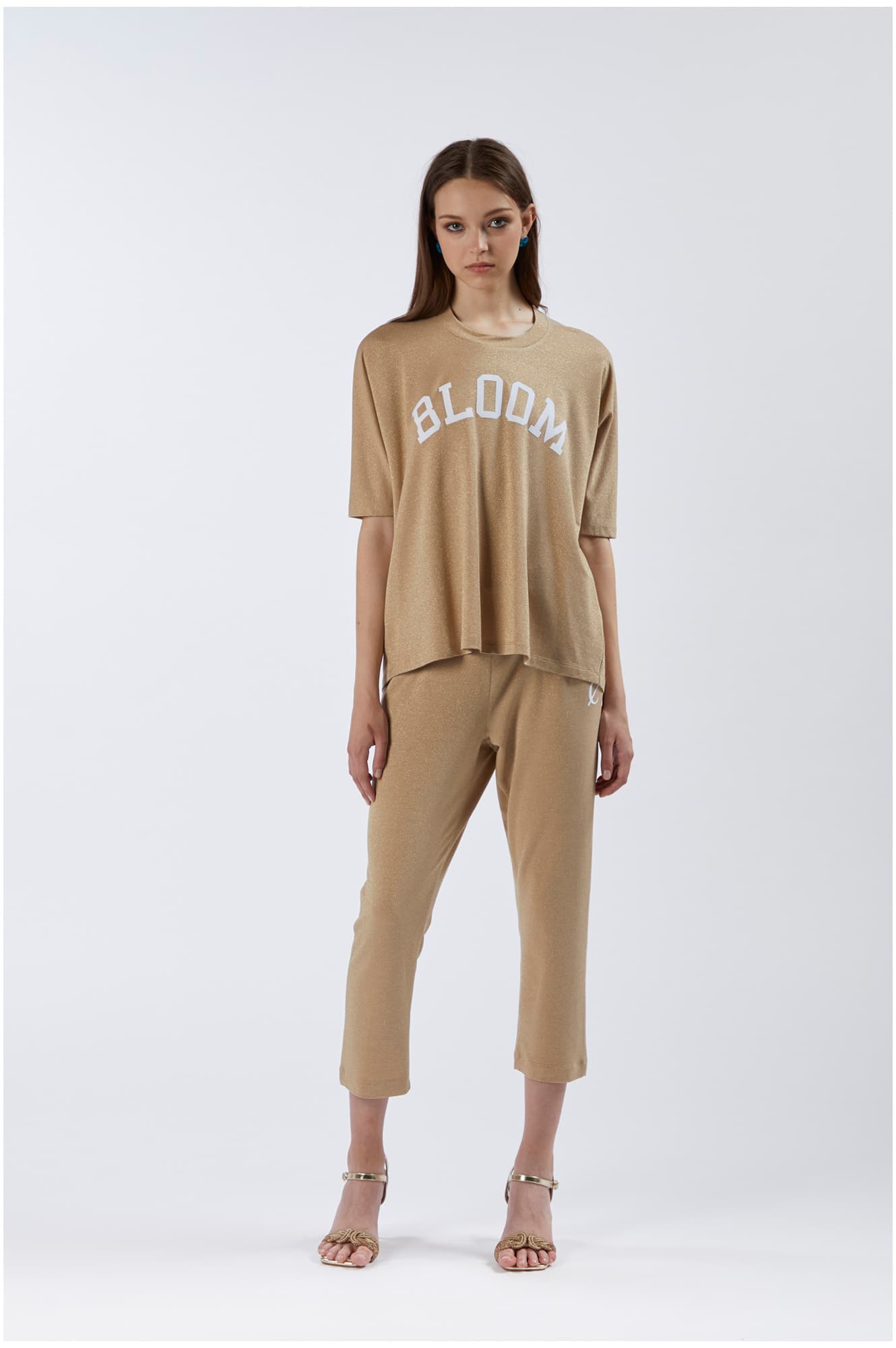 Felpa in tessuto lurex light gold — vista 3