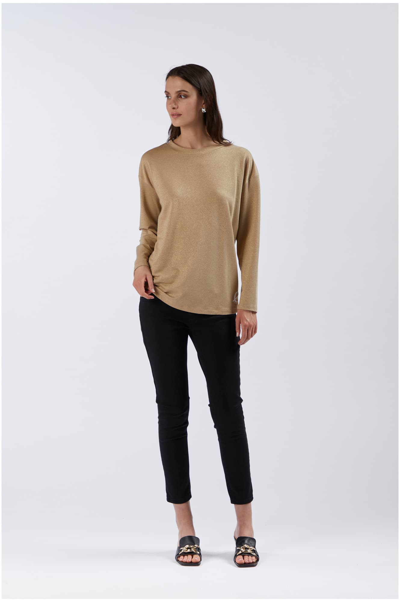 CafèNoir — Felpa ampia in tessuto lurex light gold