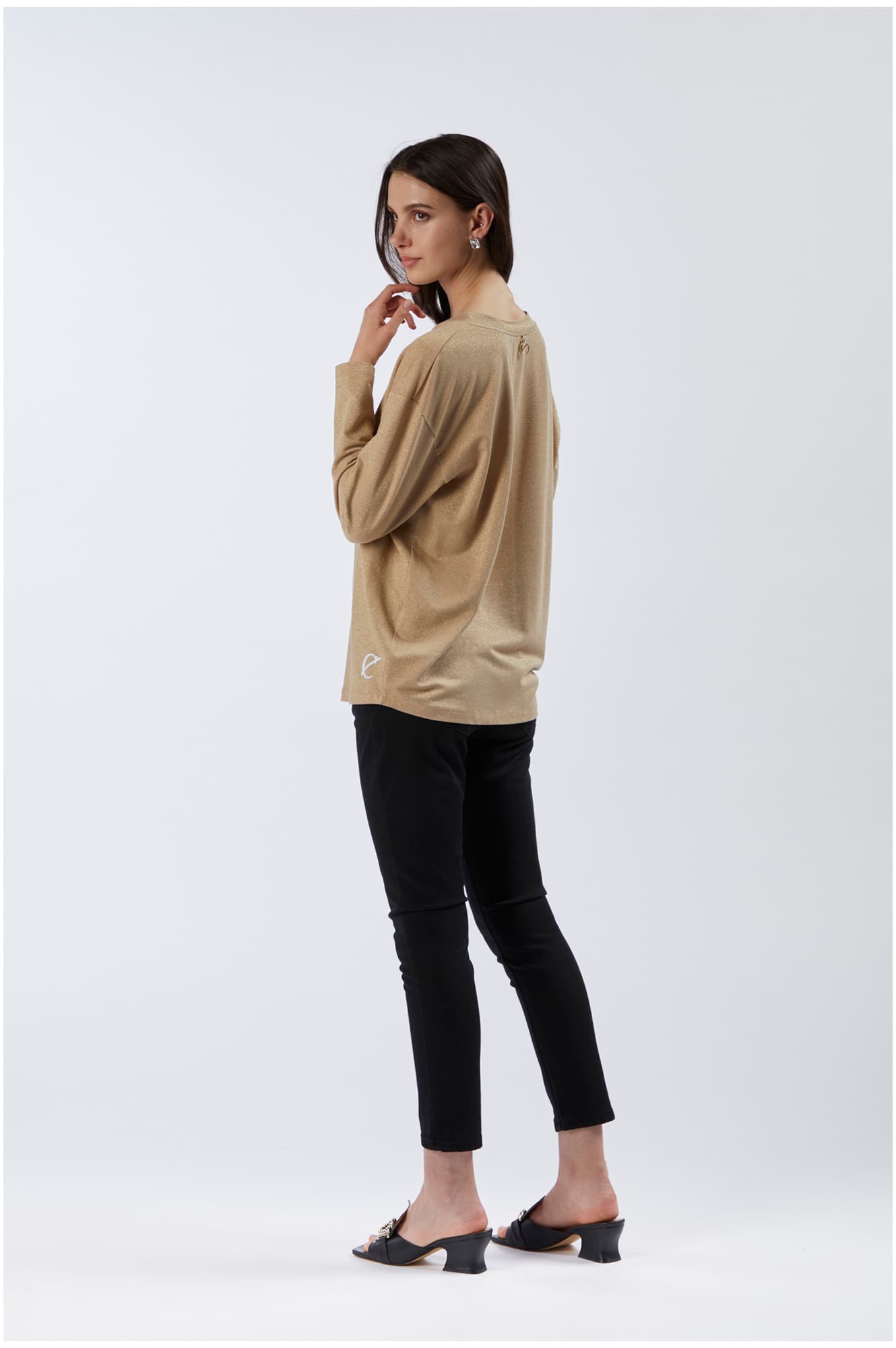 Felpa ampia in tessuto lurex light gold — vista 2