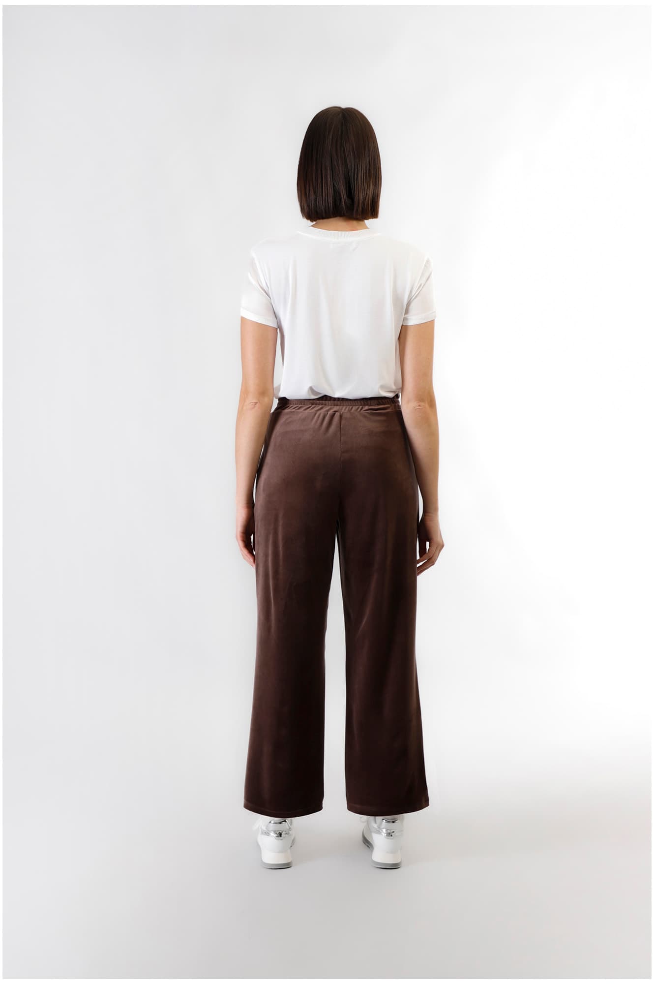 Pantaloni modello palazzo in ciniglia fondente — vista 2