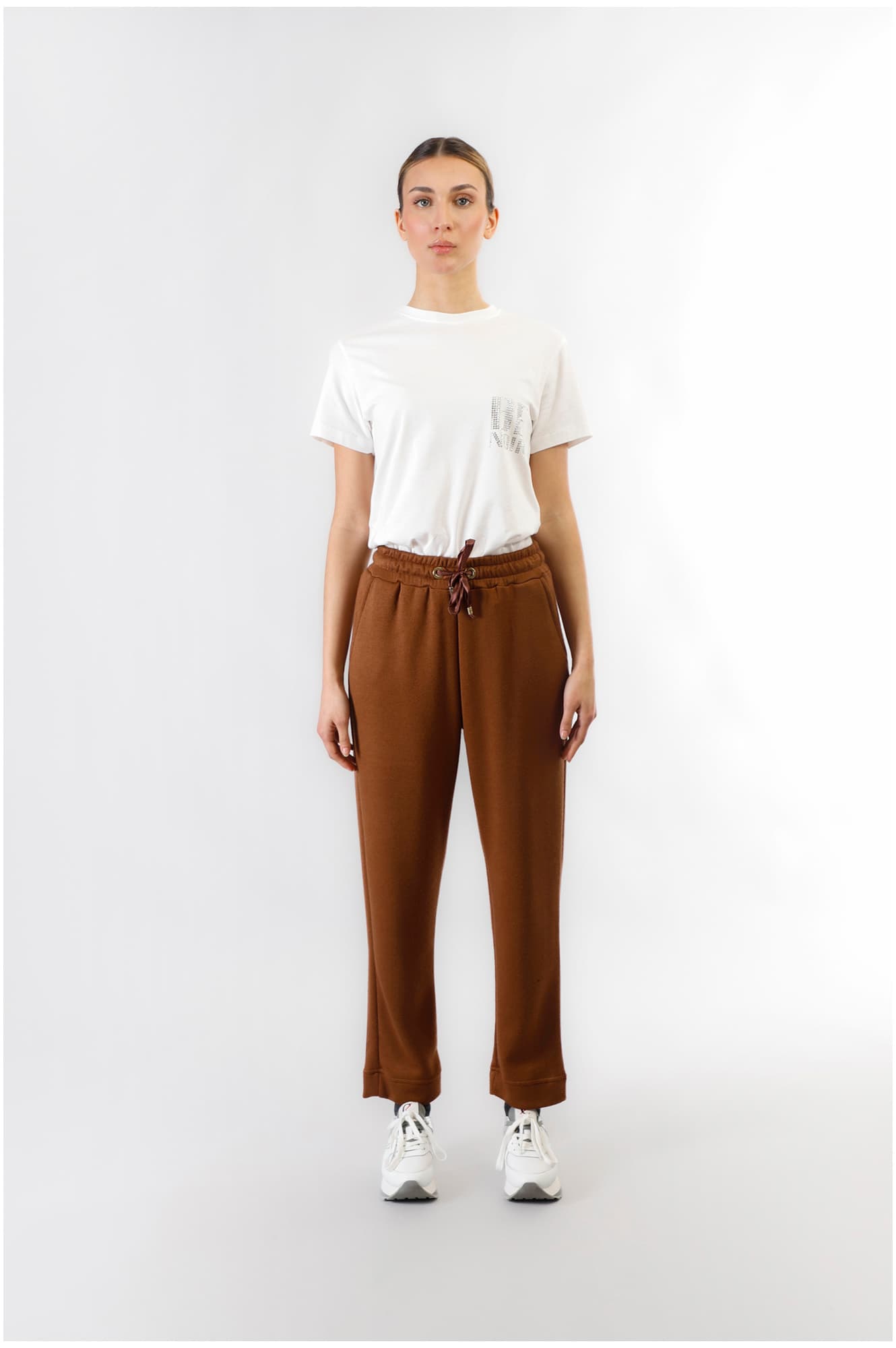 CafèNoir — Pantaloni modello jogger mano calda caramello