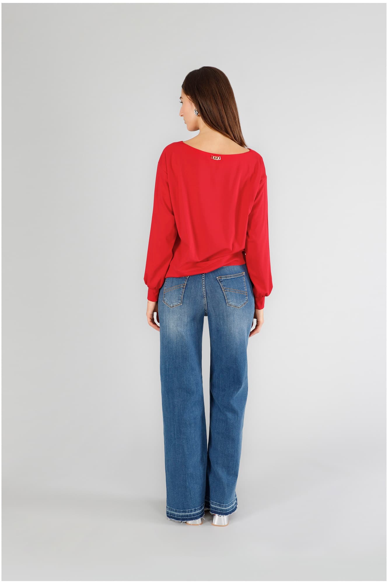 Felpa con spacco sulla manica tessuto elasticizzato rosso — vista 2