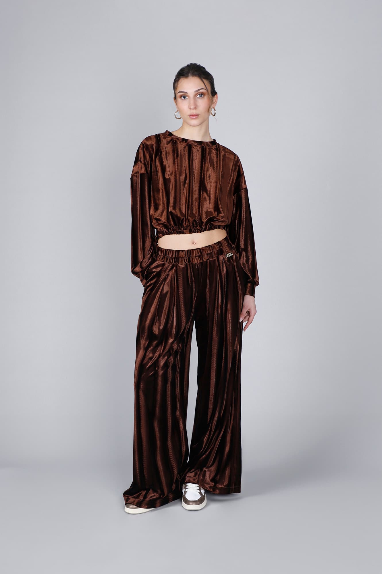CafèNoir — Pantaloni palazzo in velluto fondente