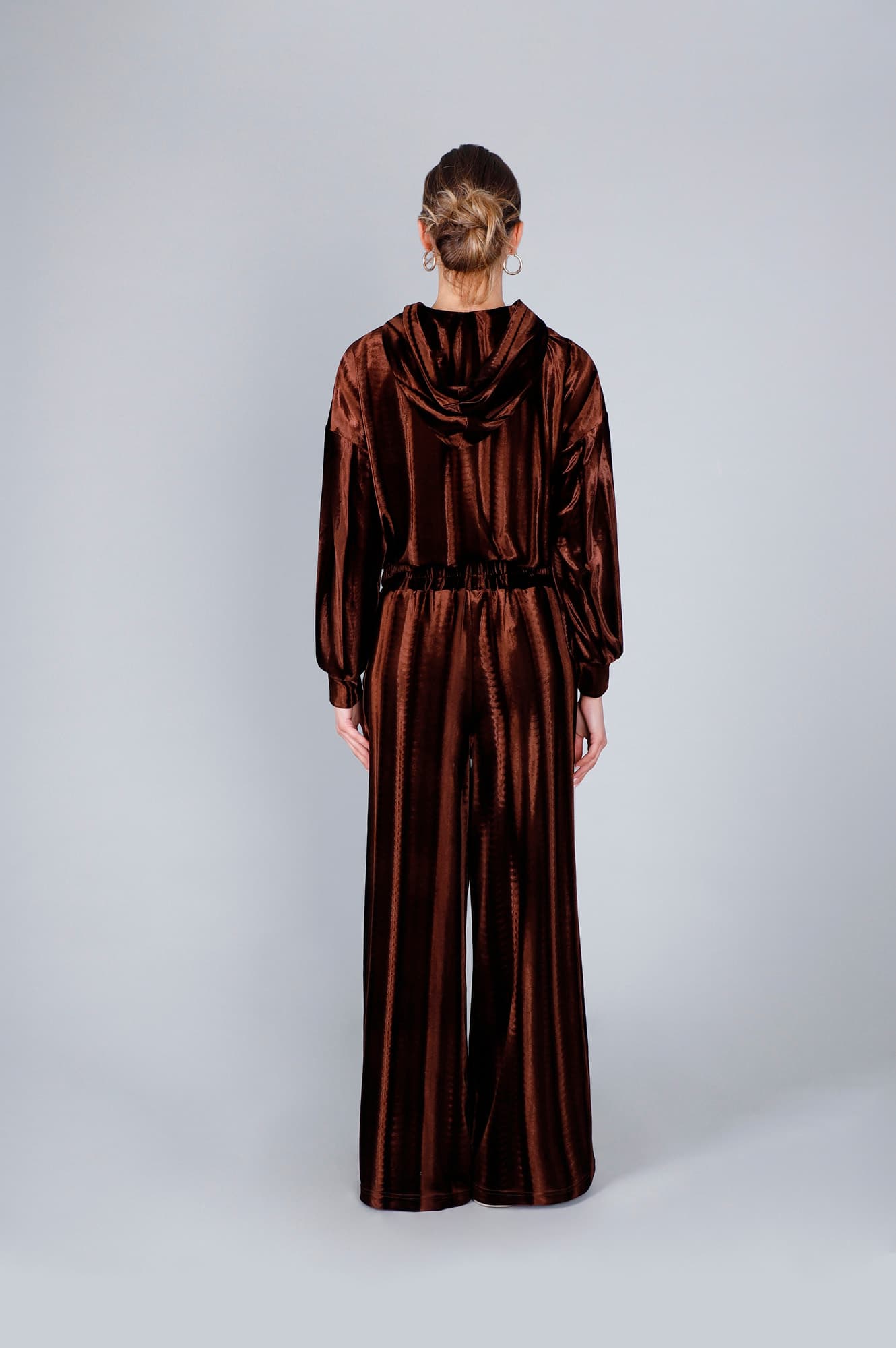 Felpa full zip in ciniglia fondente — vista 2