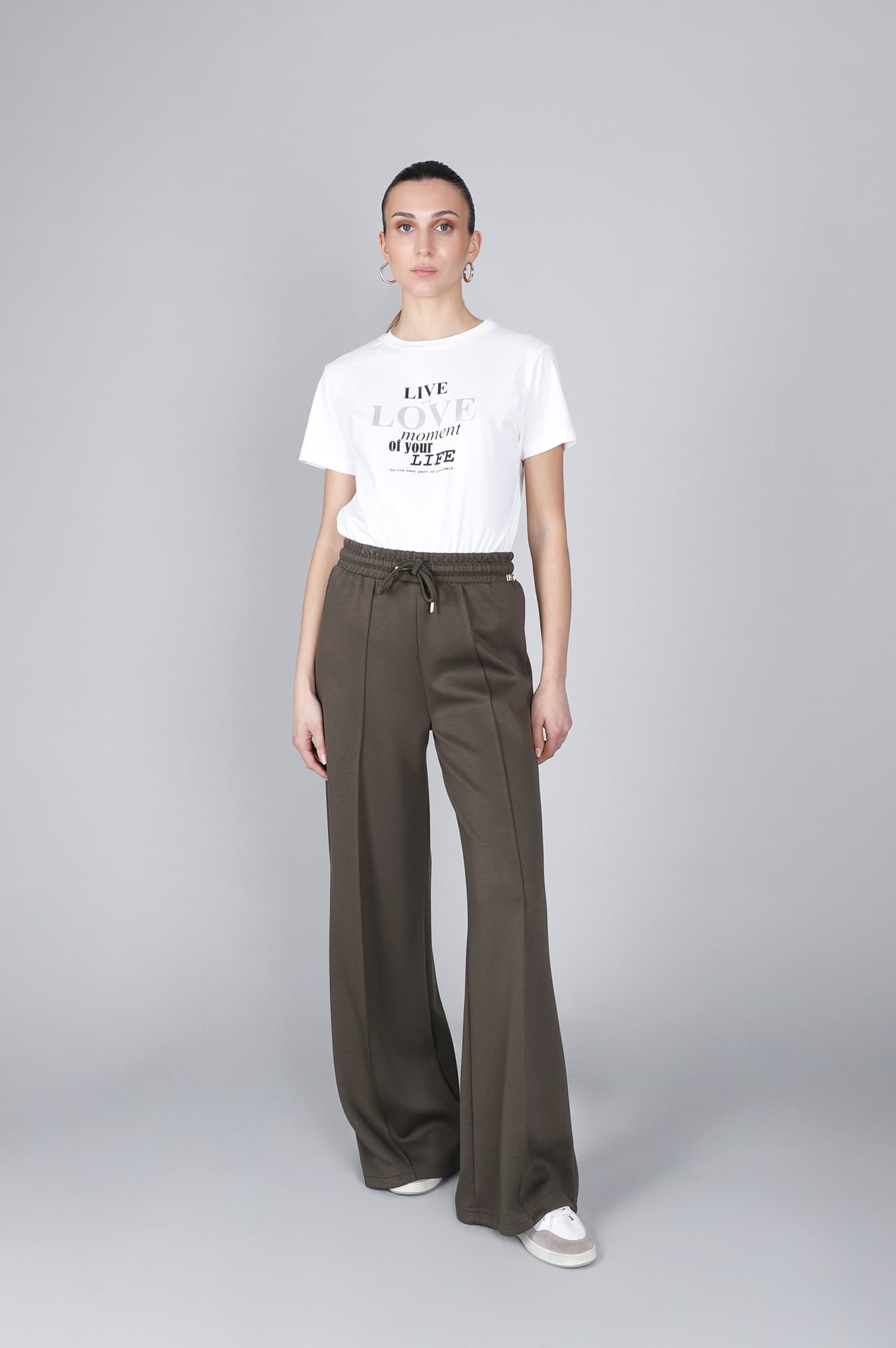 CafèNoir — Pantaloni palazzo in scuba militare