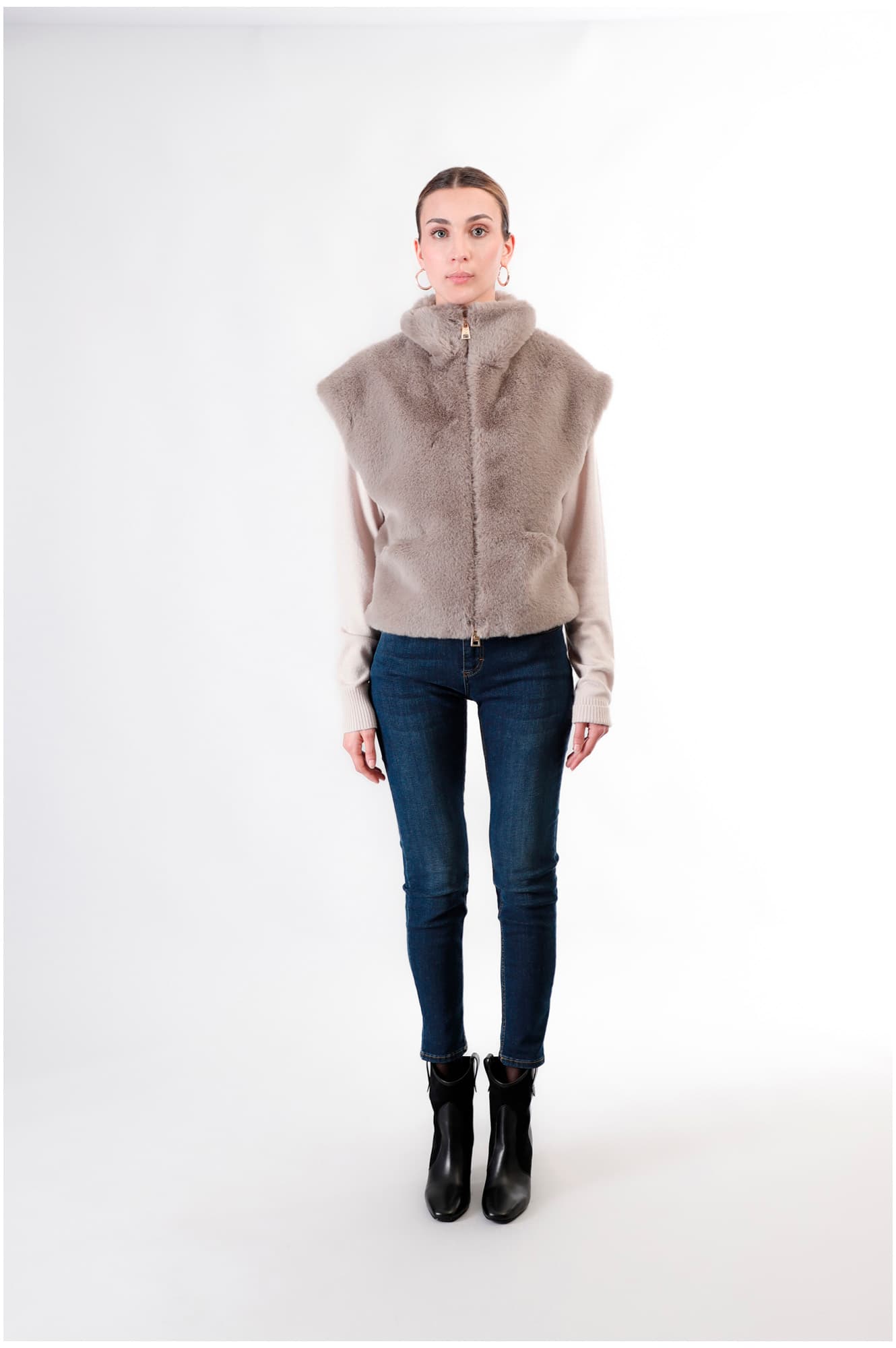 Gilet in similpelliccia cenere — vista 3
