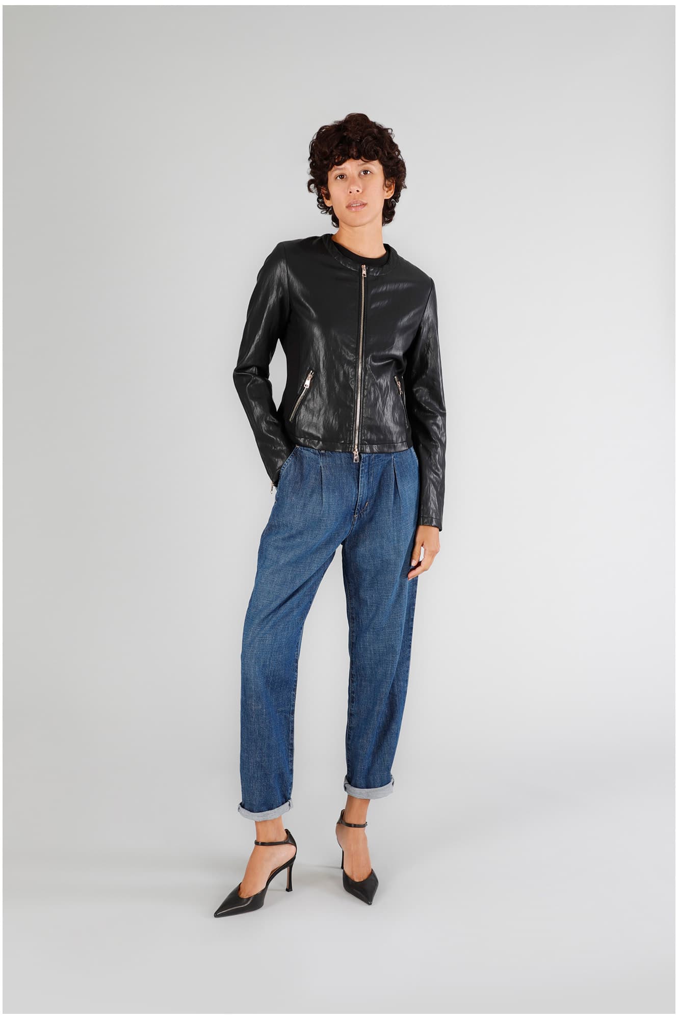 Biker similpelle nero — vista 3
