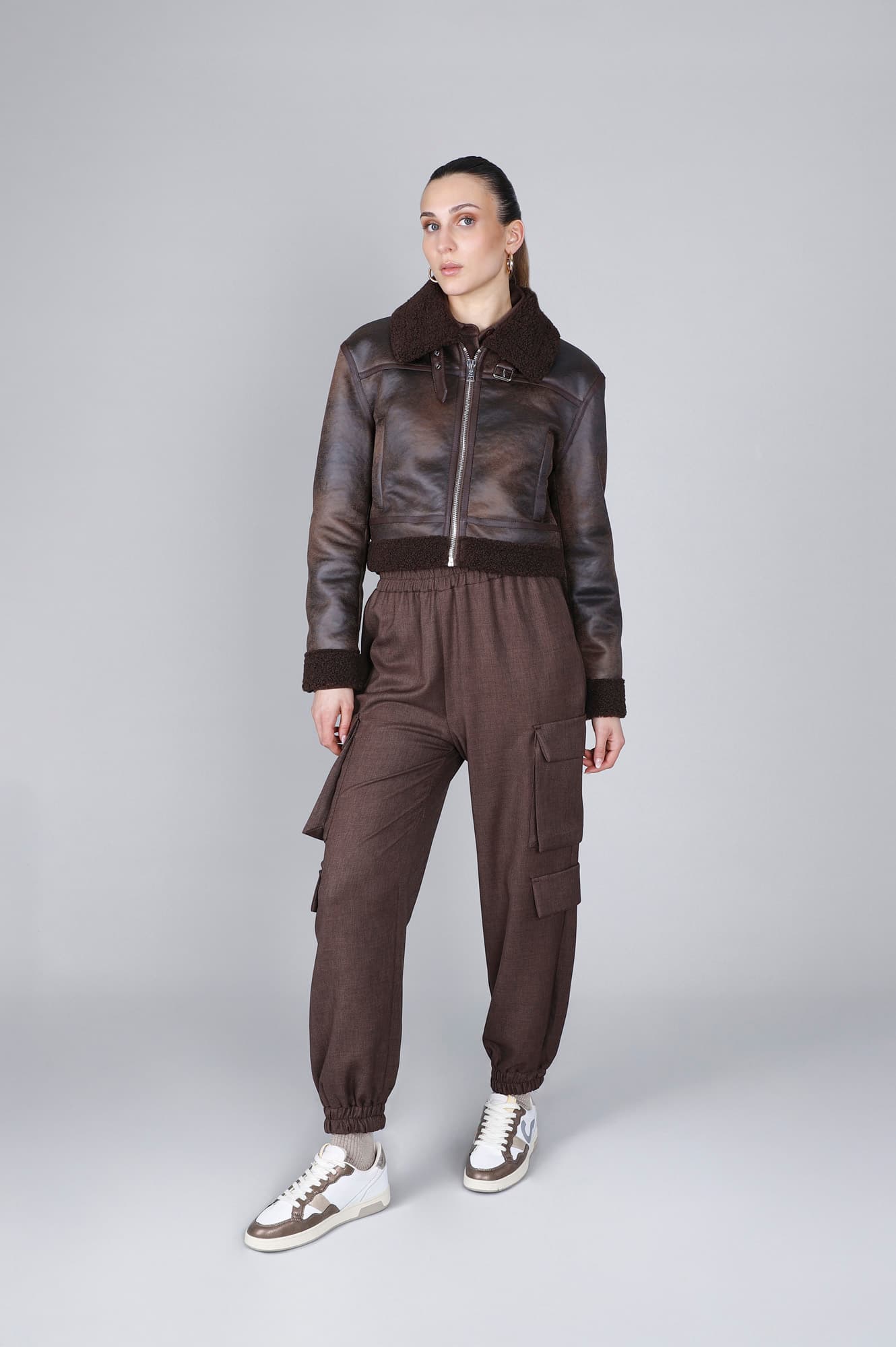 CafèNoir — Chiodo stile shearling fondente