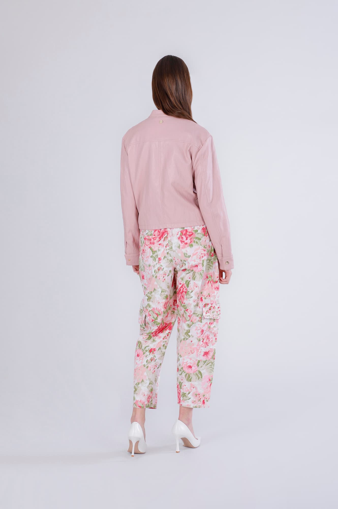 Giubbino tipo bomber in similpelle rosa — vista 2