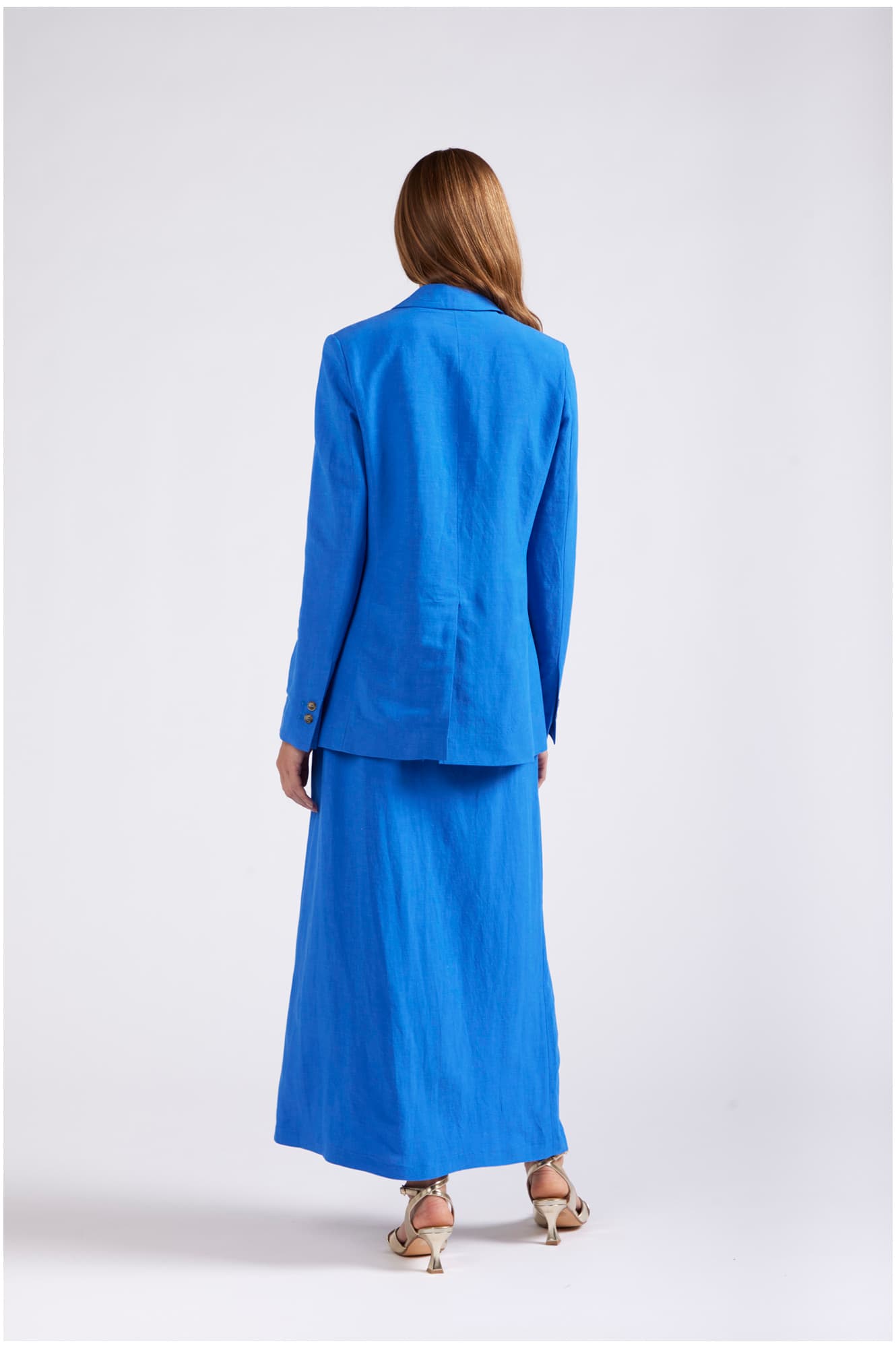 Giacca monopetto in misto lino bluette — vista 2