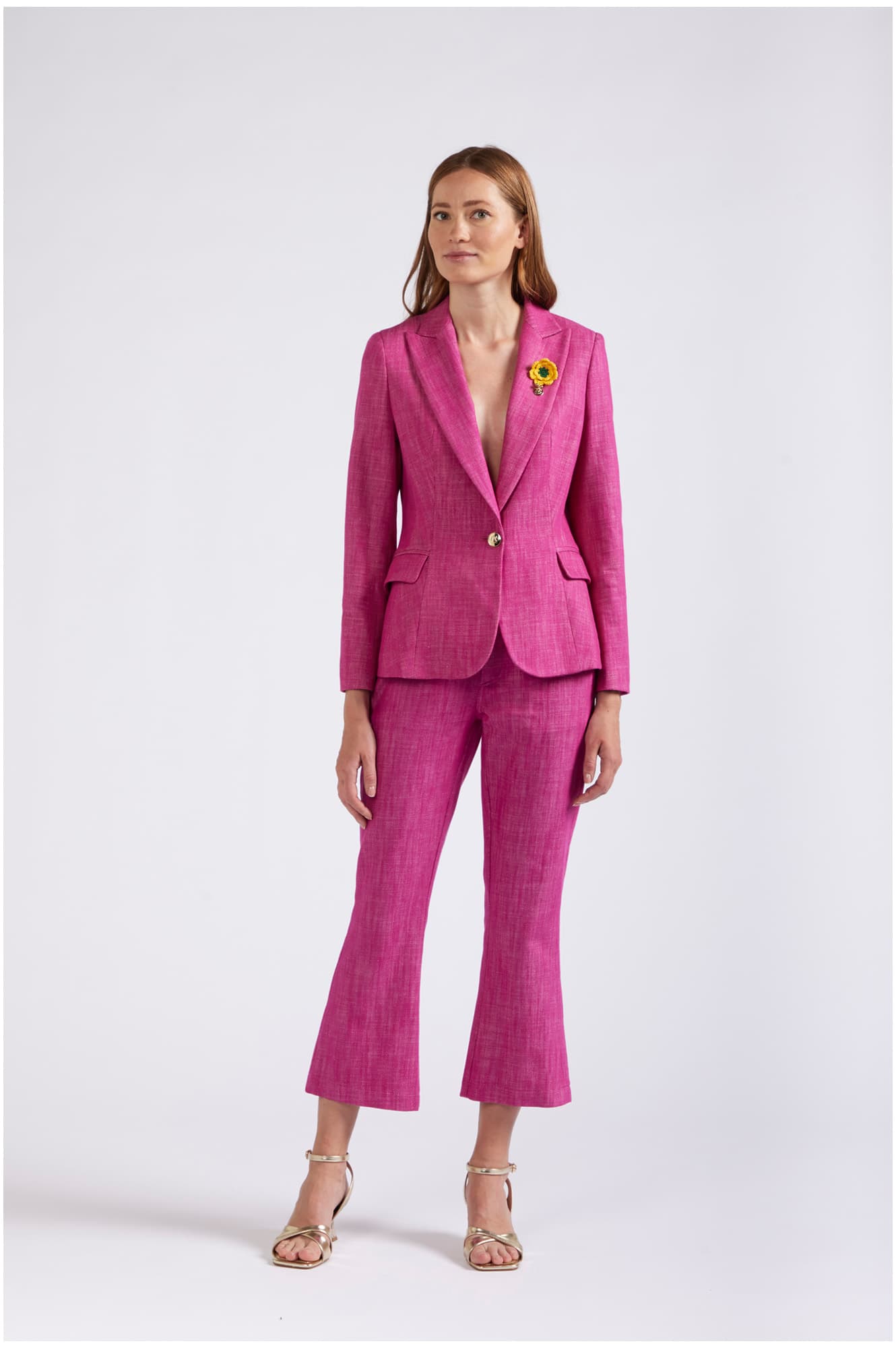 CafèNoir — Giacca monopetto in simil denim fuxia