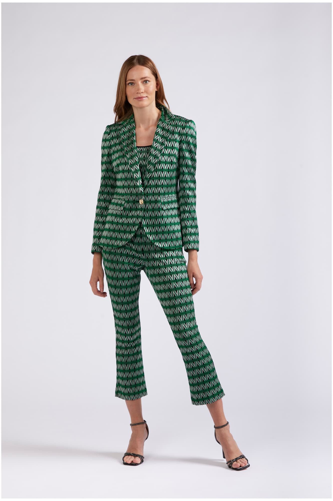 CafèNoir — Giacca jacquard monopetto rombo multiverde