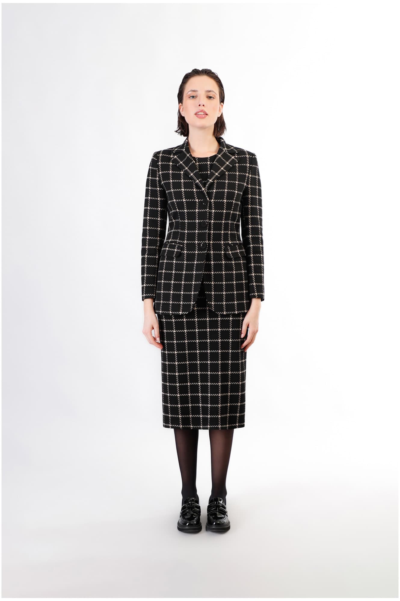 CafèNoir — Giacca monopetto tessuto jacquard quadro multinero