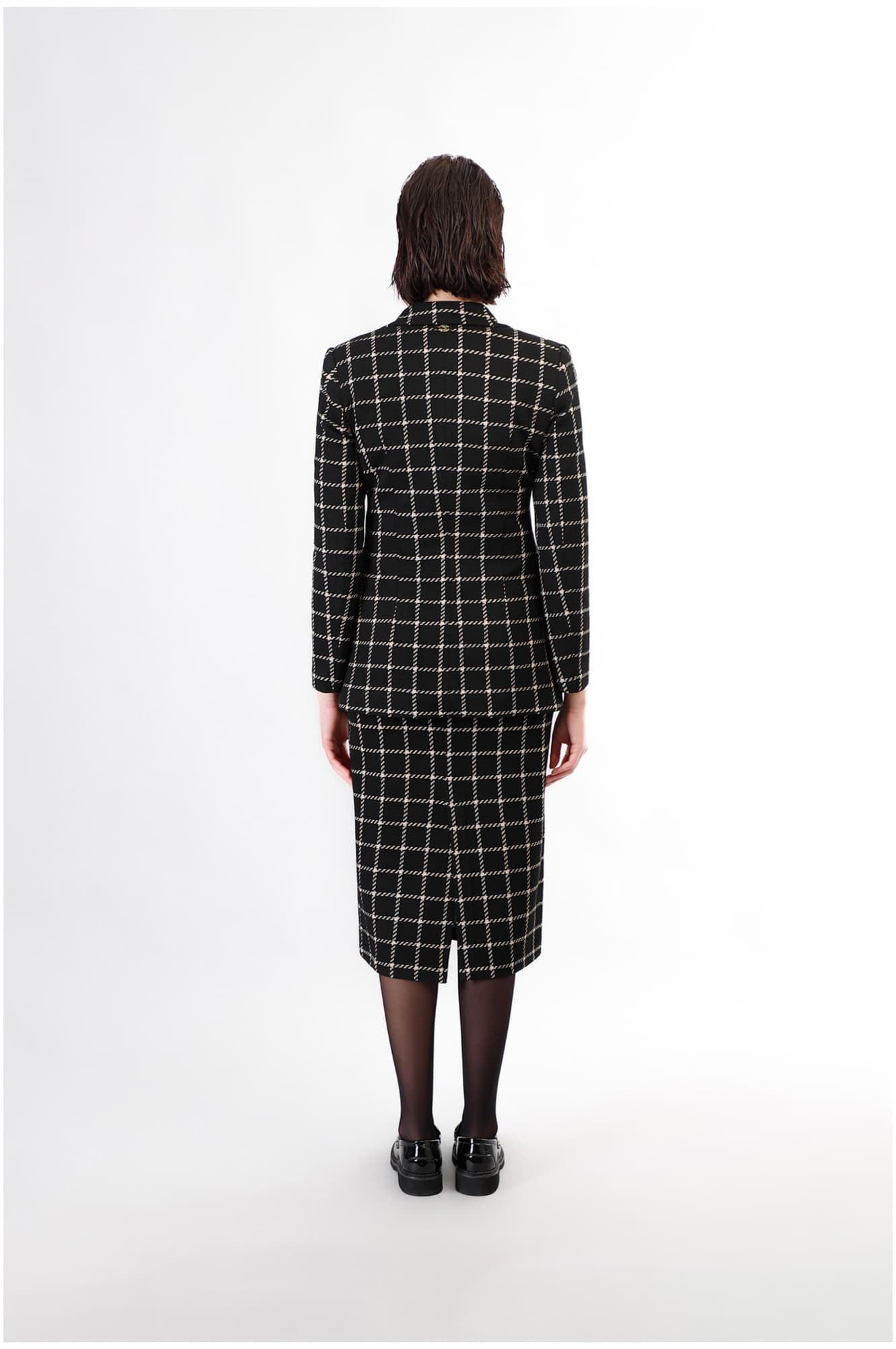 Giacca monopetto tessuto jacquard quadro multinero — vista 2