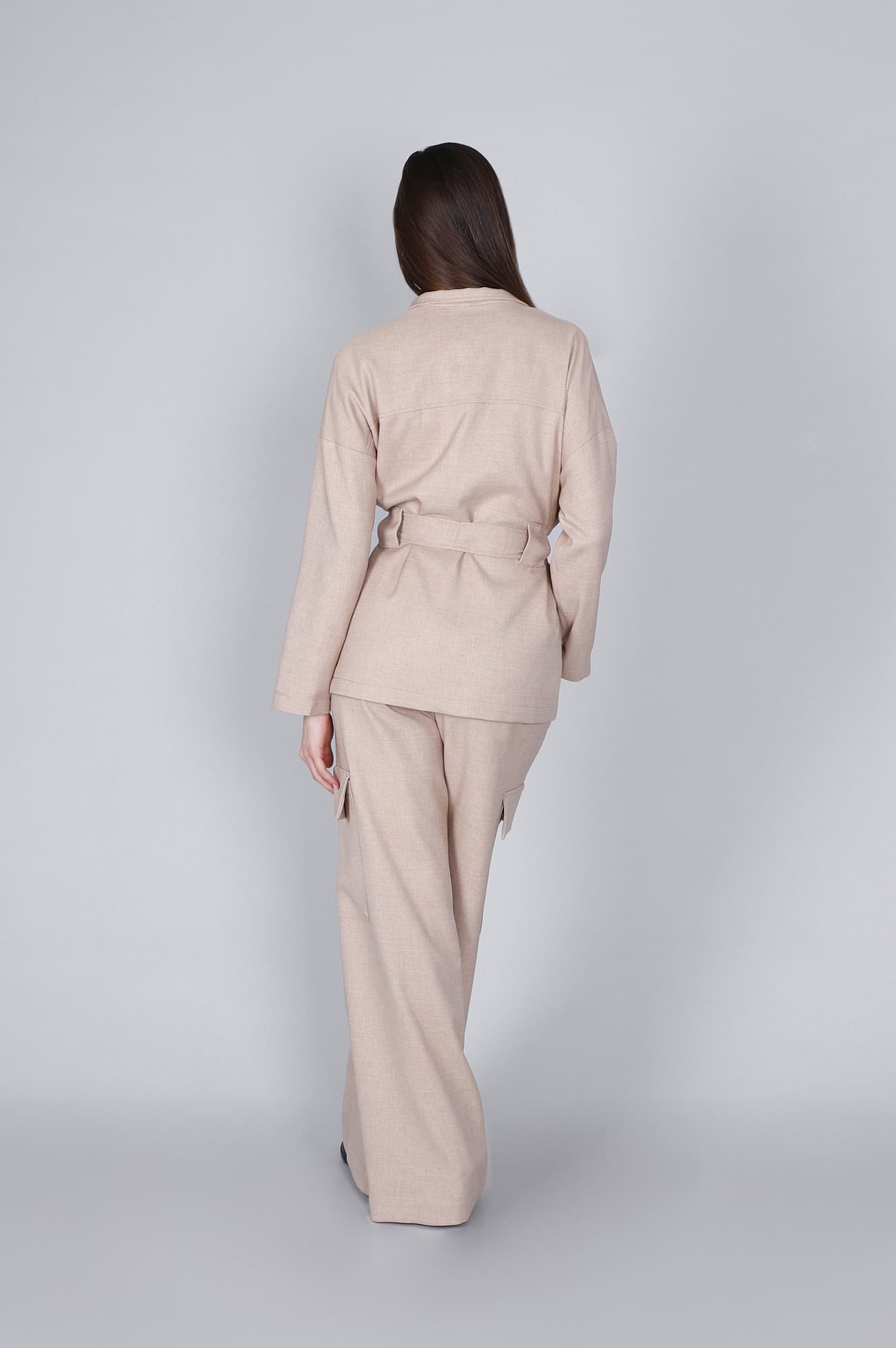 Giacca tipo kimono con fusciacca sabbia — vista 2