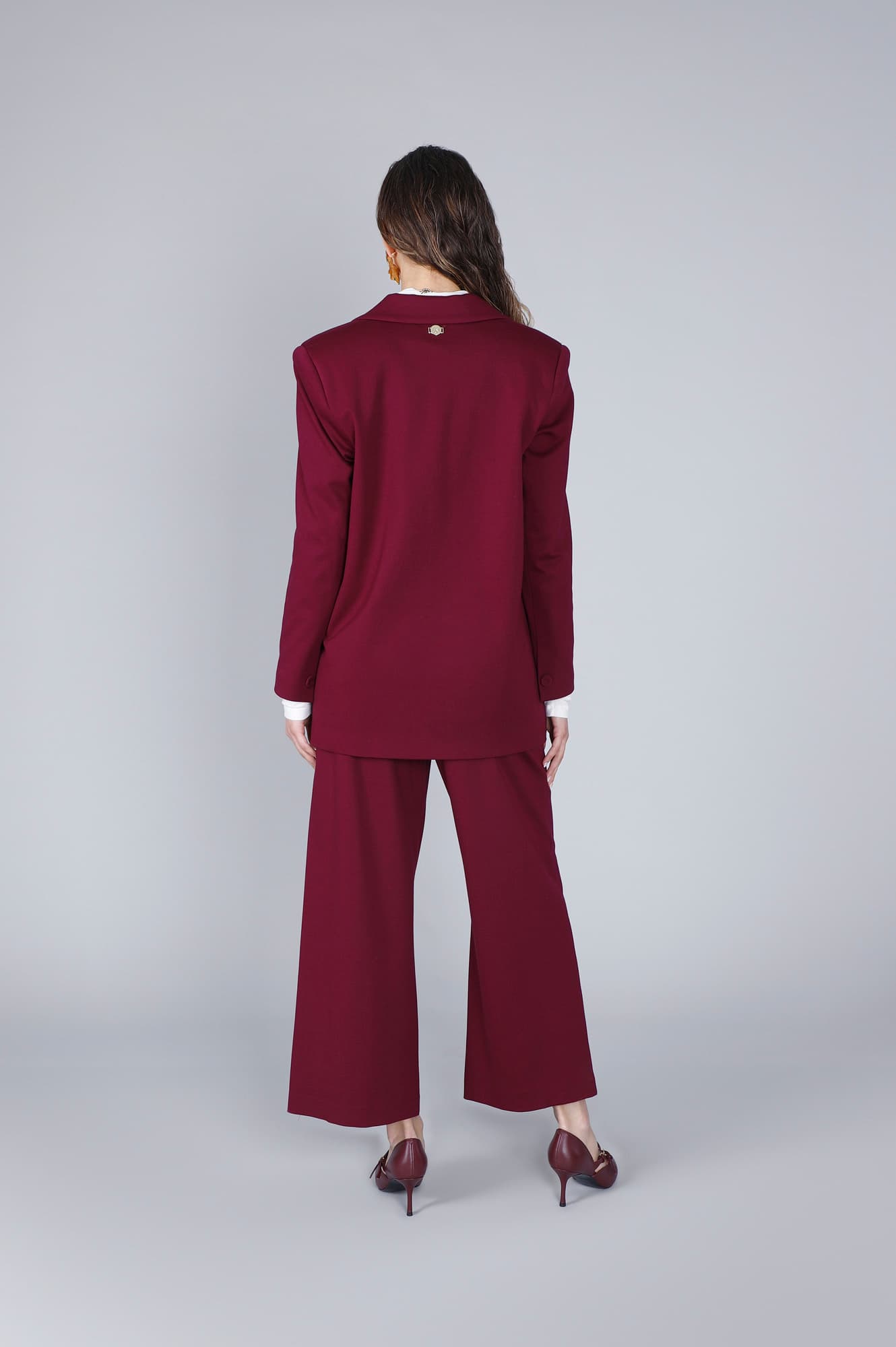 Giacca monopetto tessuto elasticizzato burgundy — vista 2