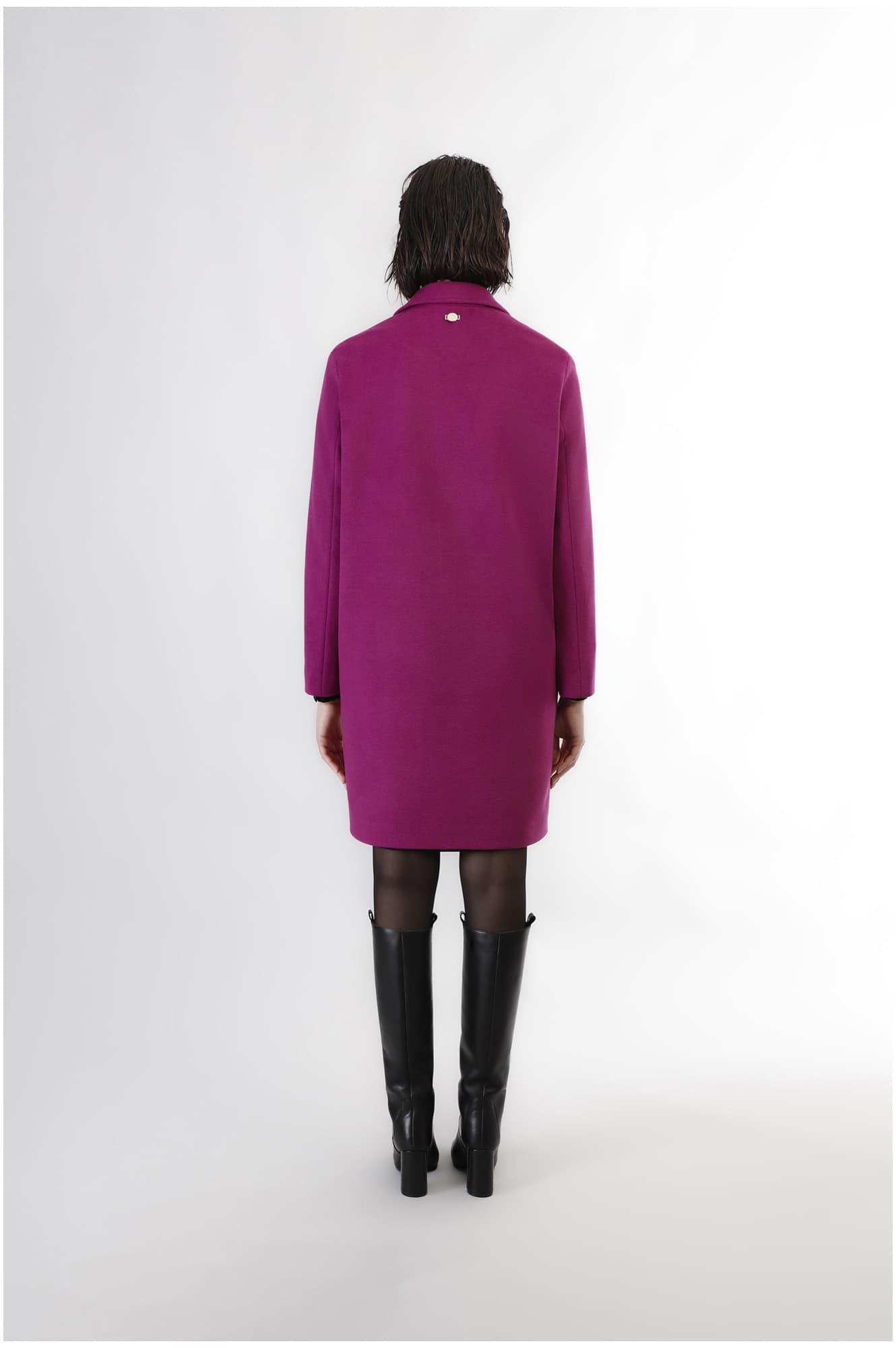 Cappotto monopetto linea ad ovetto magenta — vista 2