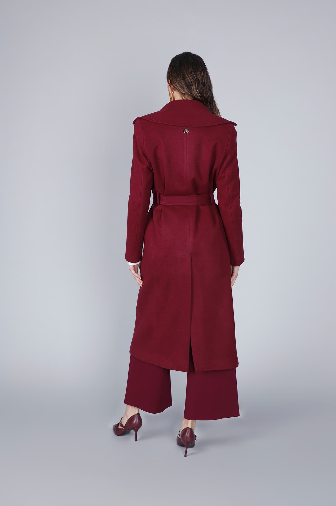 Cappotto lungo in stile vestaglia burgundy — vista 2