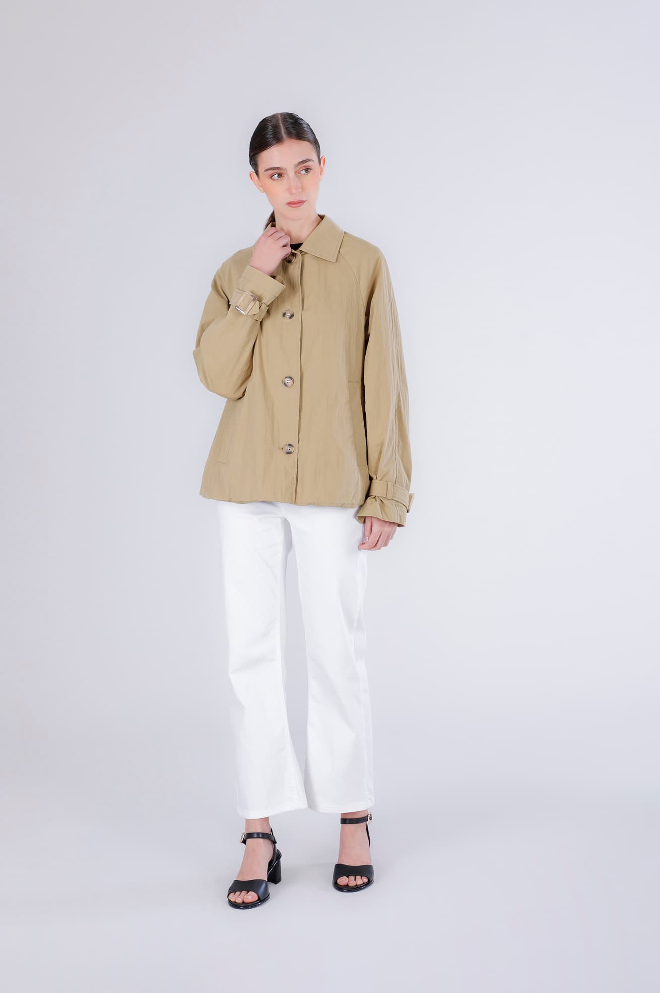 CafèNoir — Trench corto manica raglan biscotto