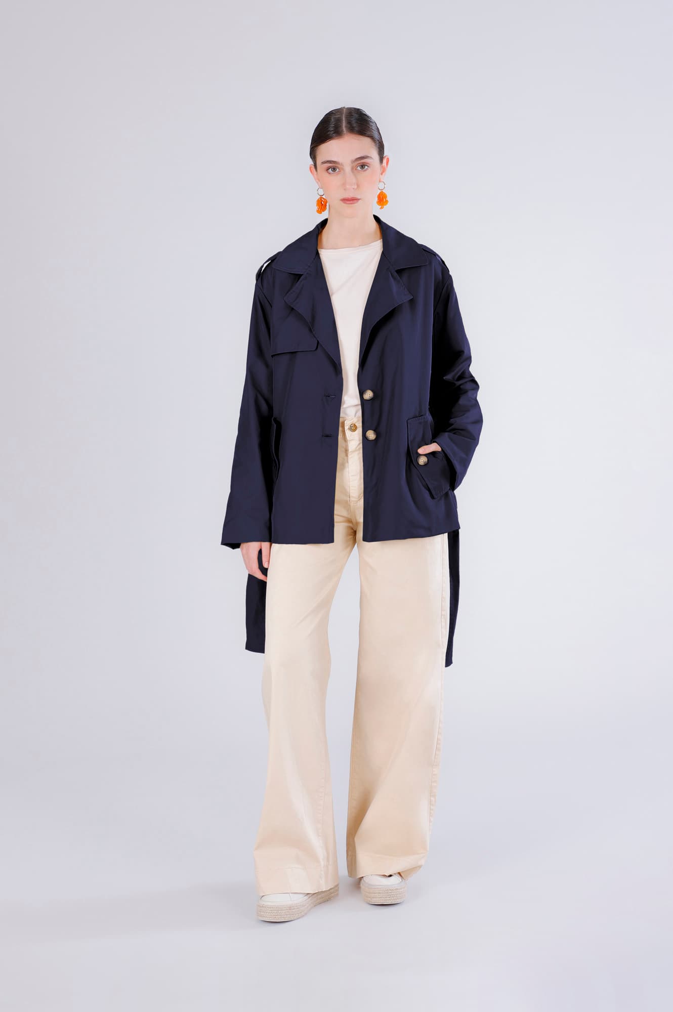 CafèNoir — Trench tessuto tecnico navy