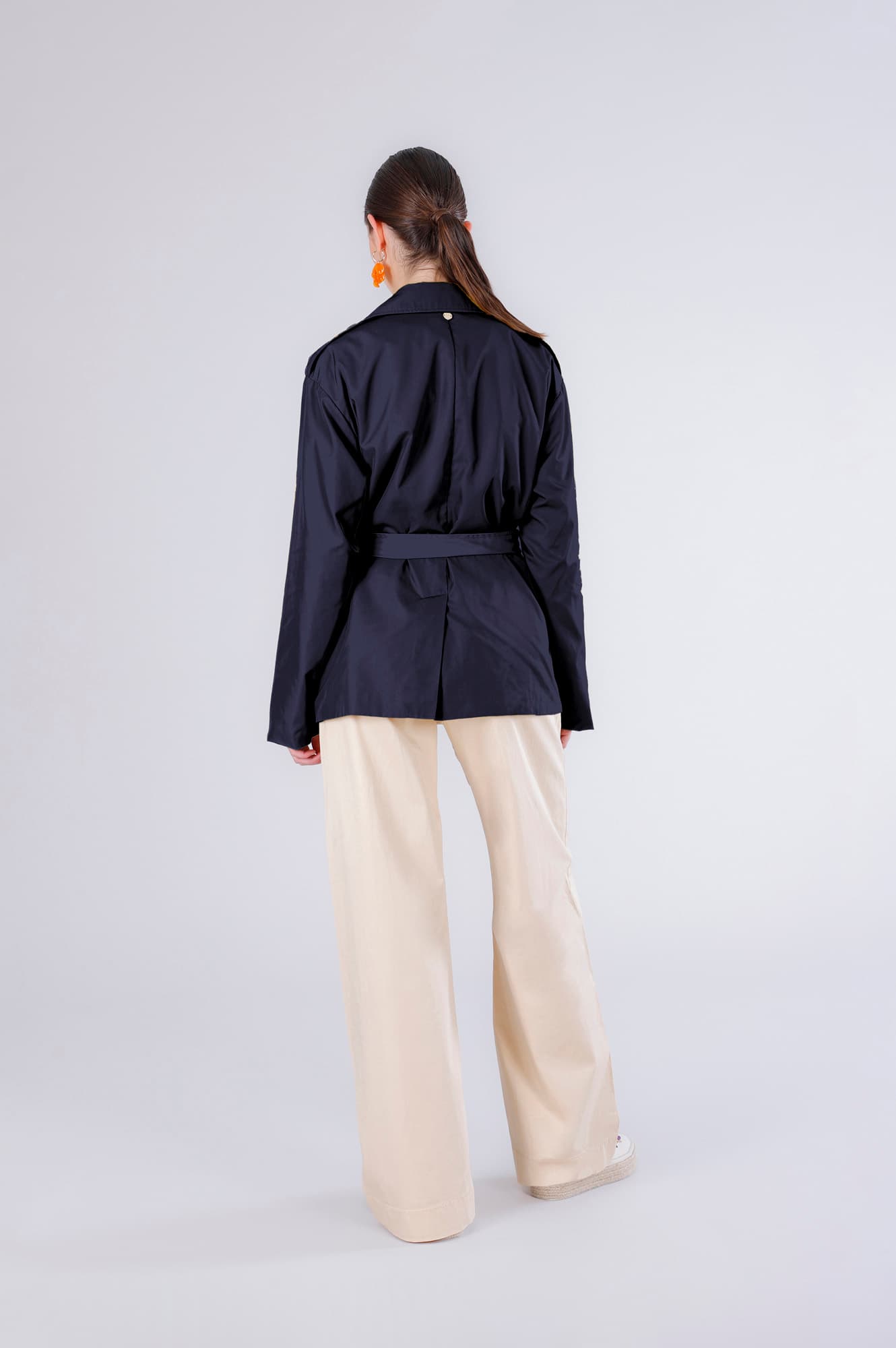 Trench tessuto tecnico navy — vista 2