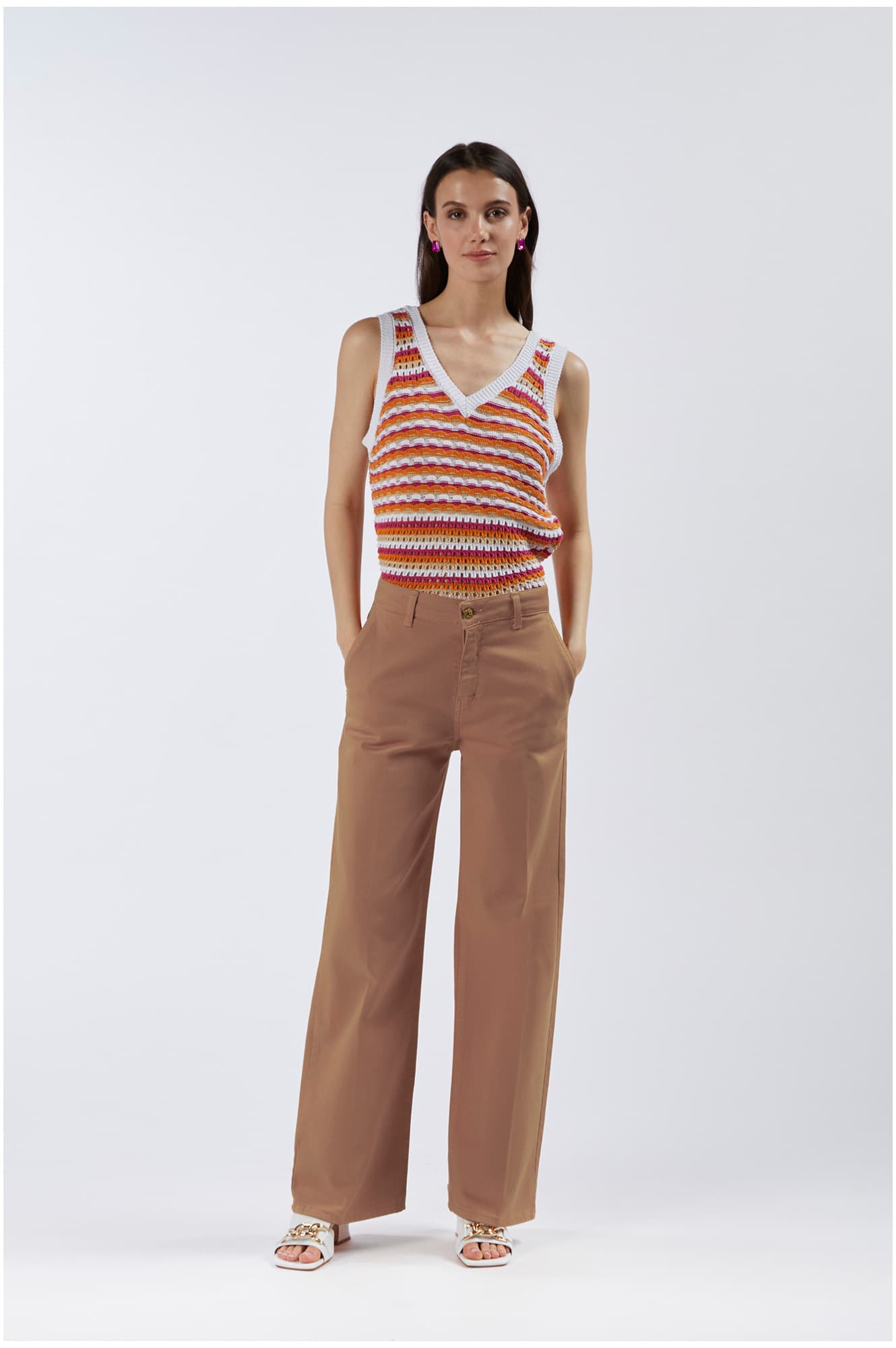 CafèNoir — Pantaloni wide leg in bull denim ginger
