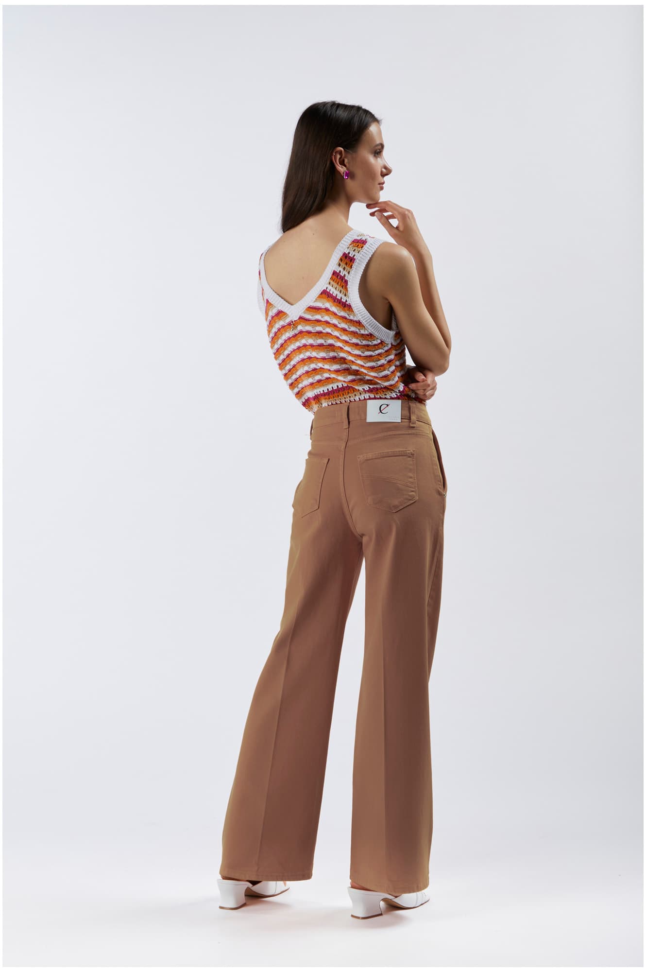 Pantaloni wide leg in bull denim ginger — vista 2