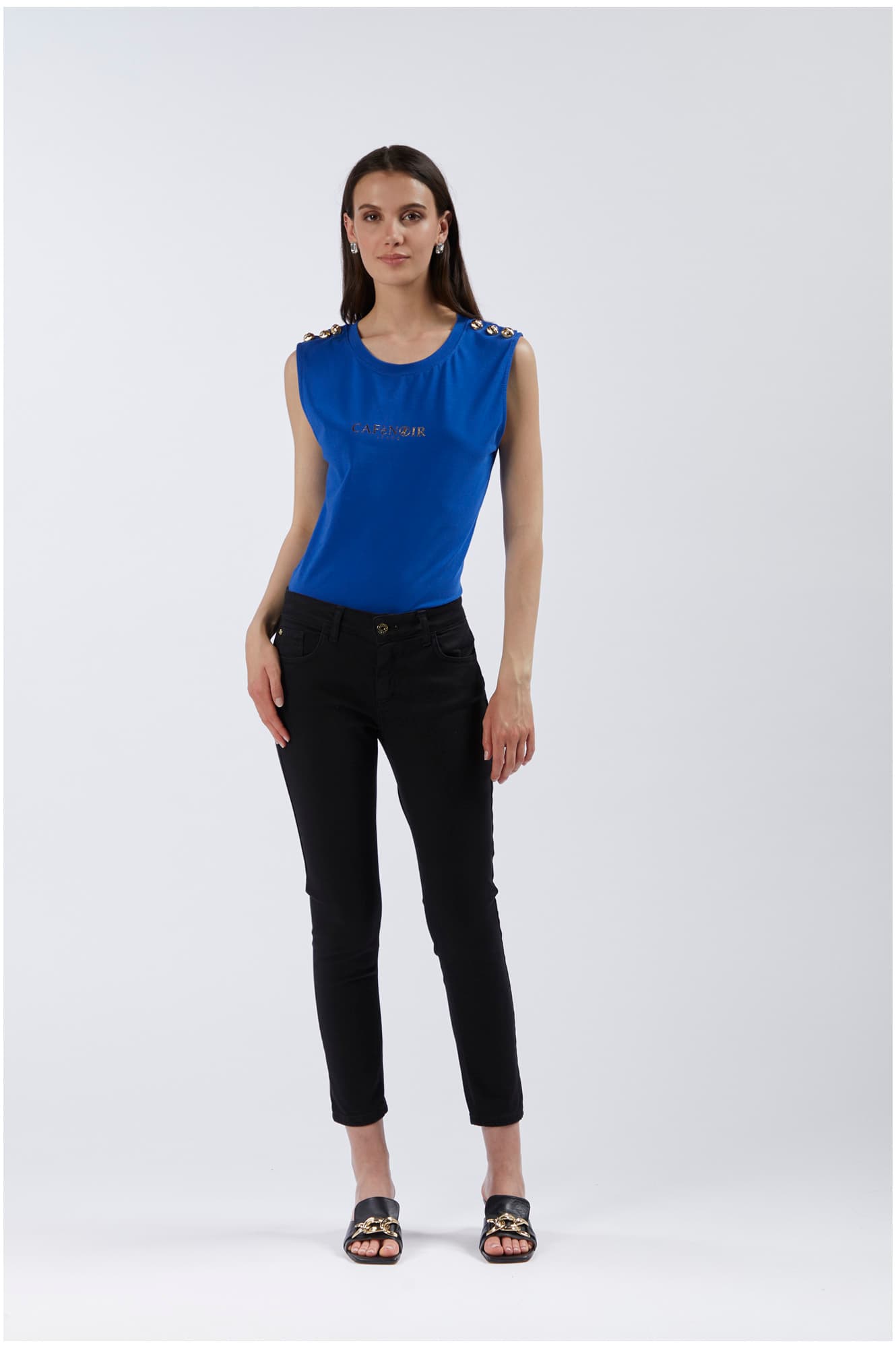 CafèNoir — Jeans denim skinny in bull denim nero